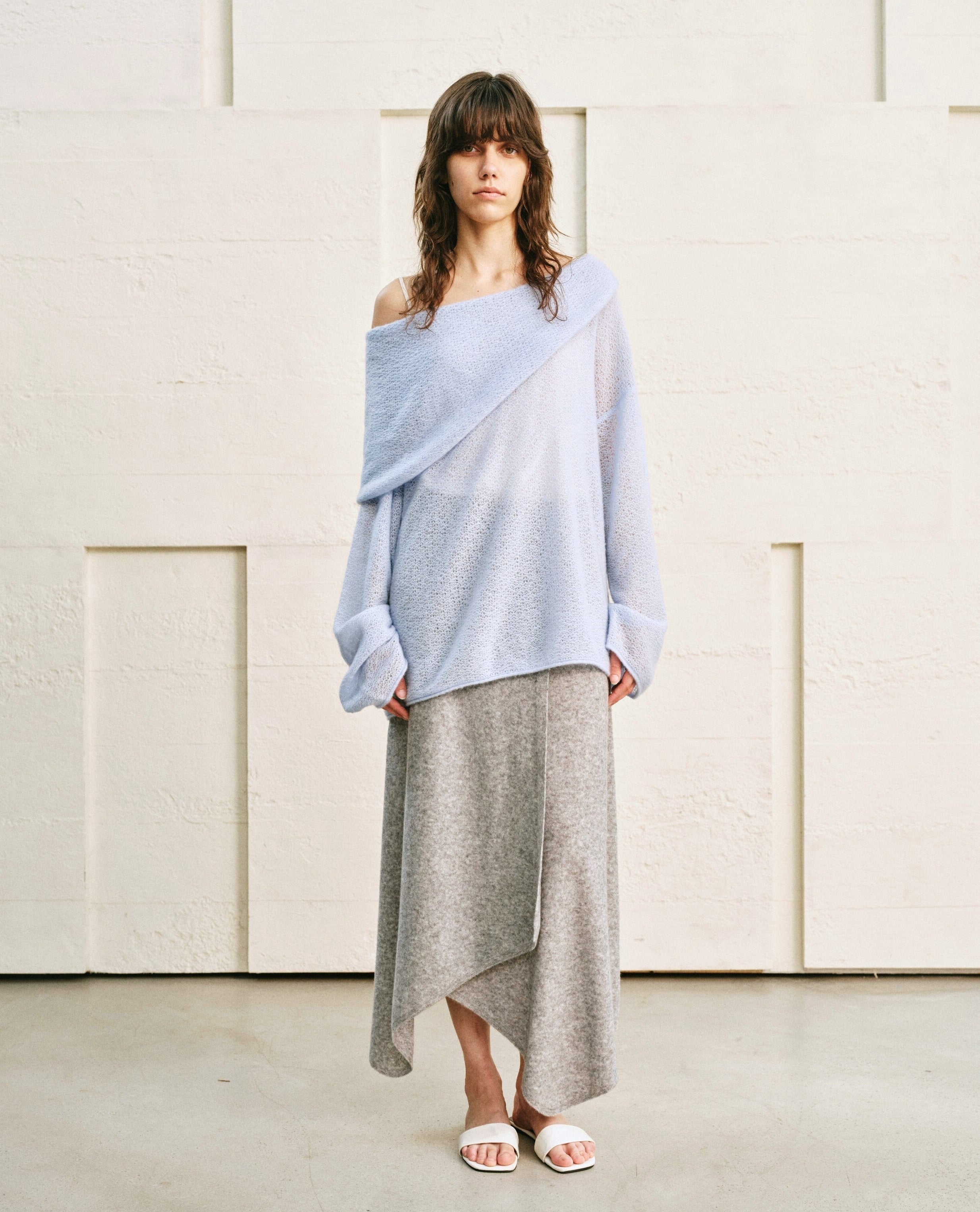 LOOP KNIT OVERSIZED LAPEL TOP