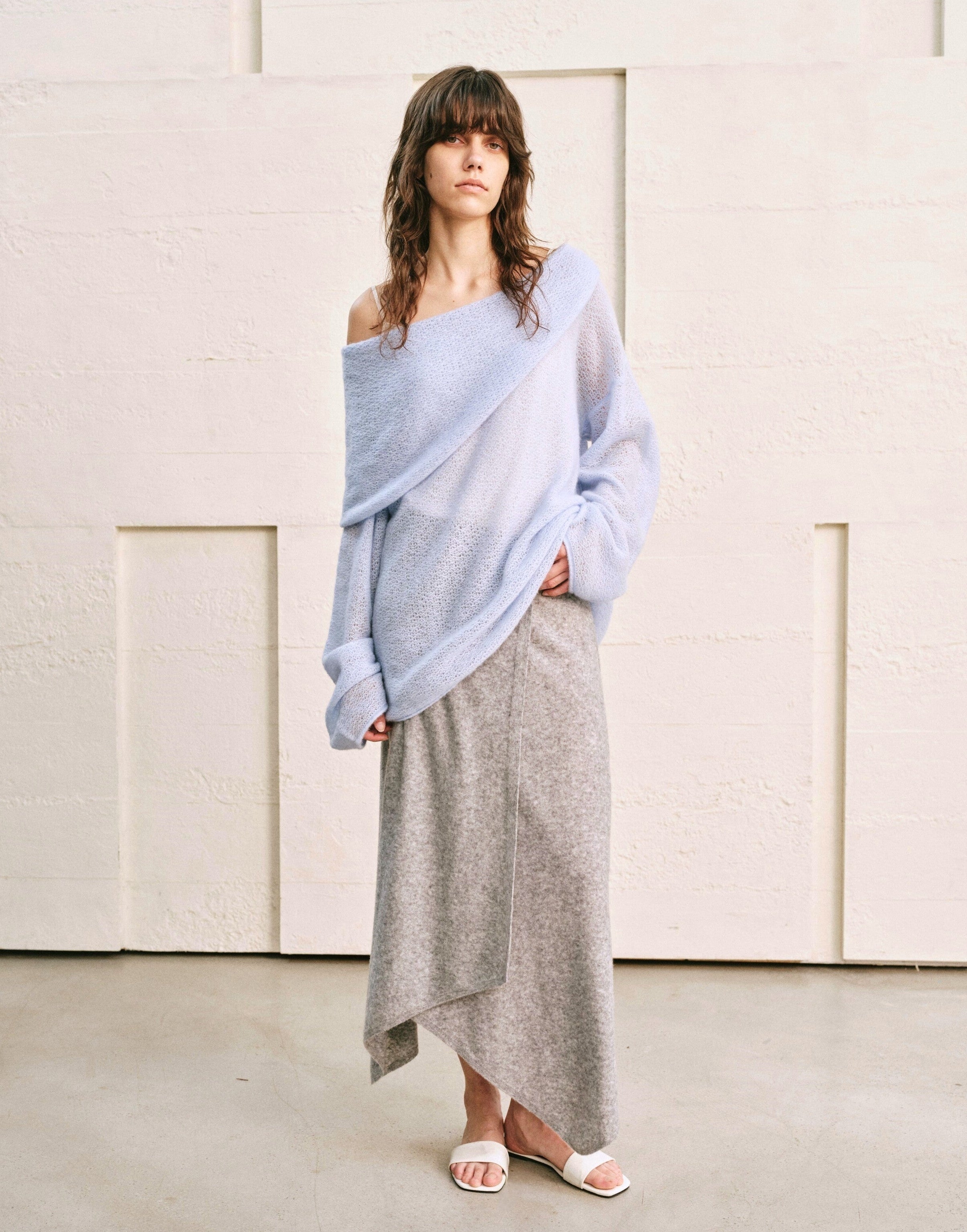 LOOP KNIT OVERSIZED LAPEL TOP