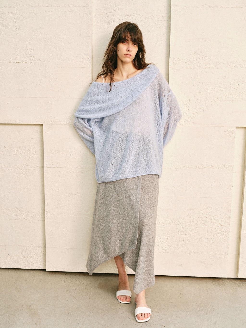 LOOP KNIT OVERSIZED LAPEL TOP