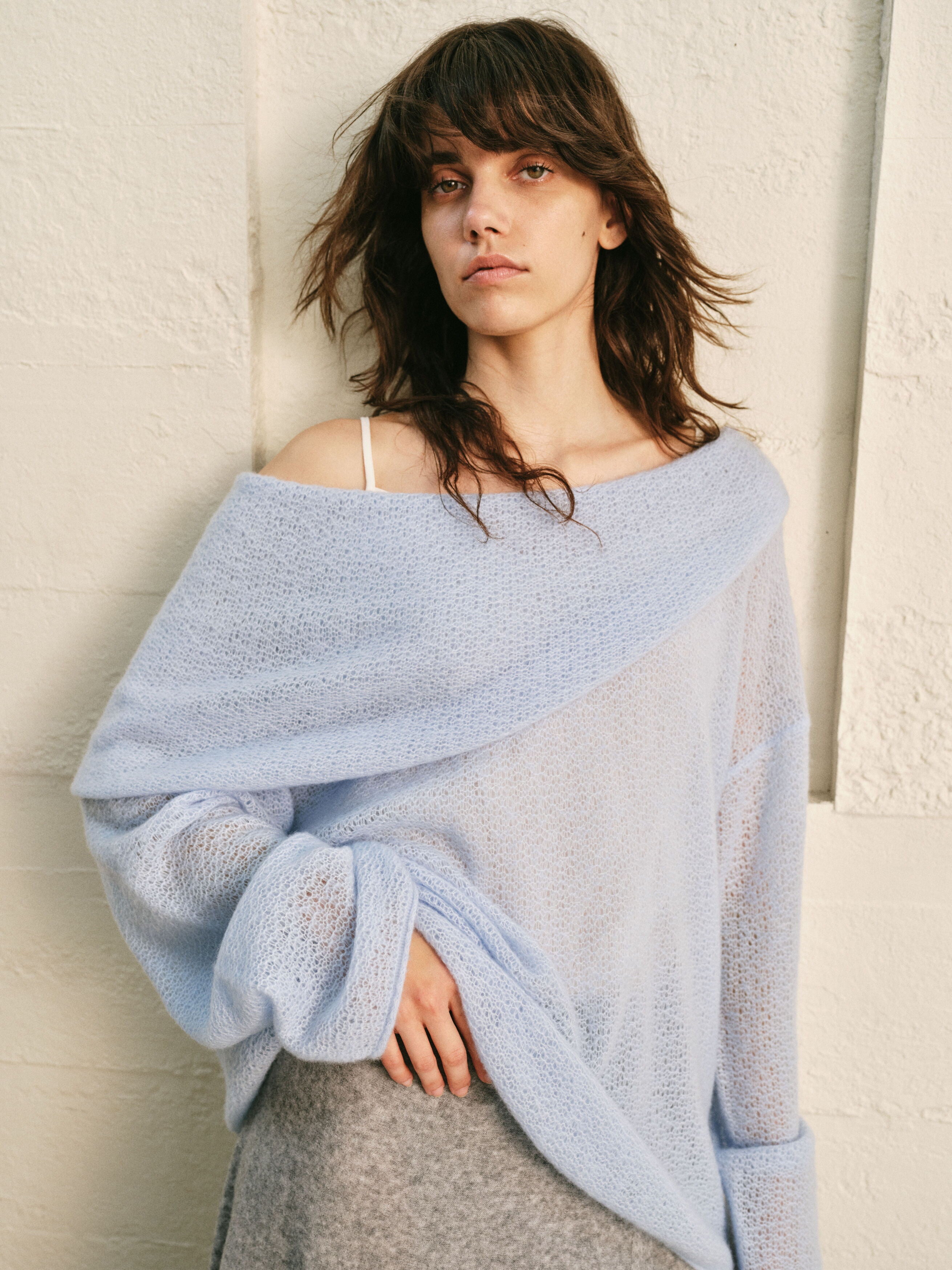 LOOP KNIT OVERSIZED LAPEL TOP