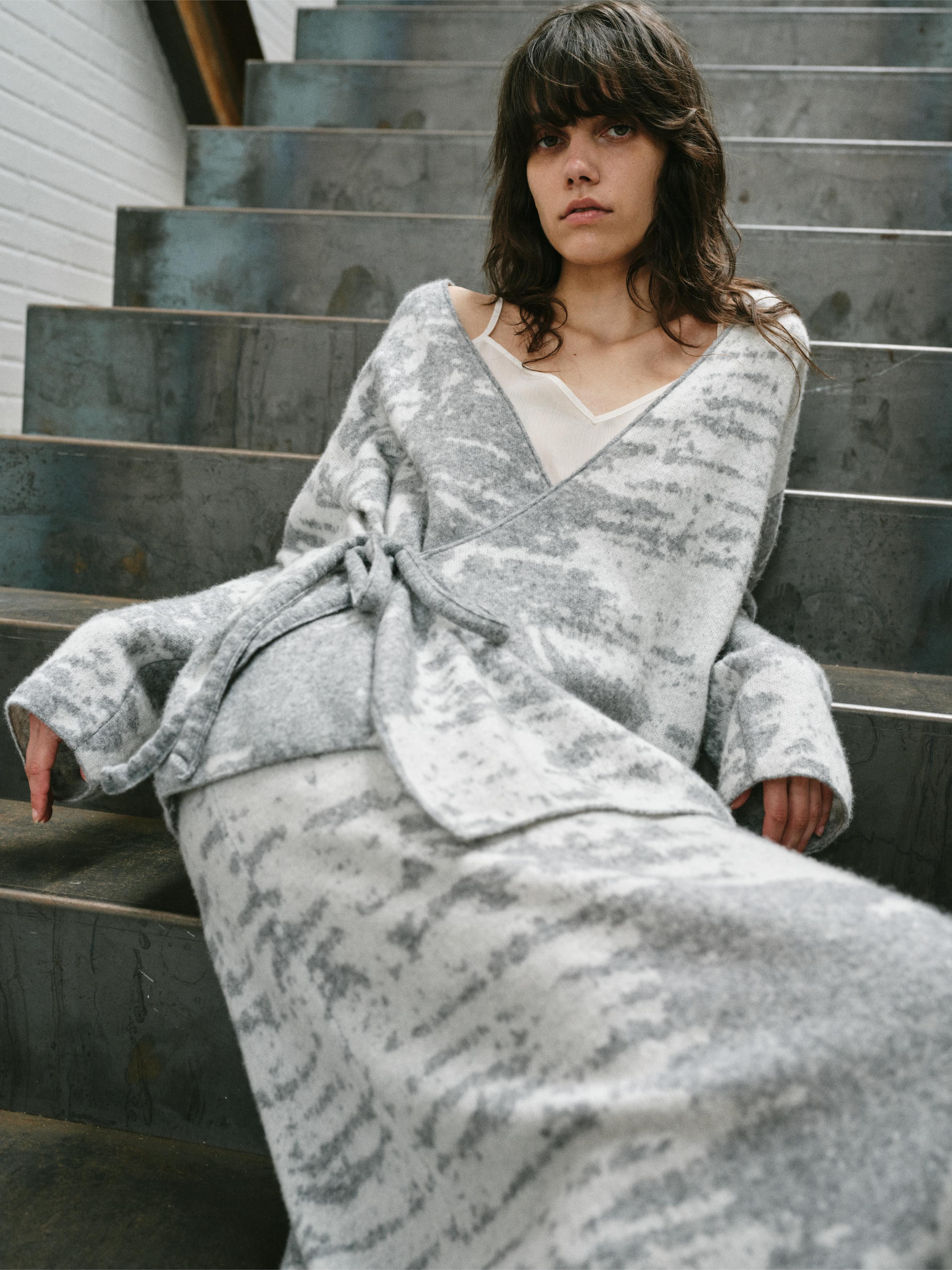 ABSTRACT JACQUARD TWO PIECE- MAXI SKIRT