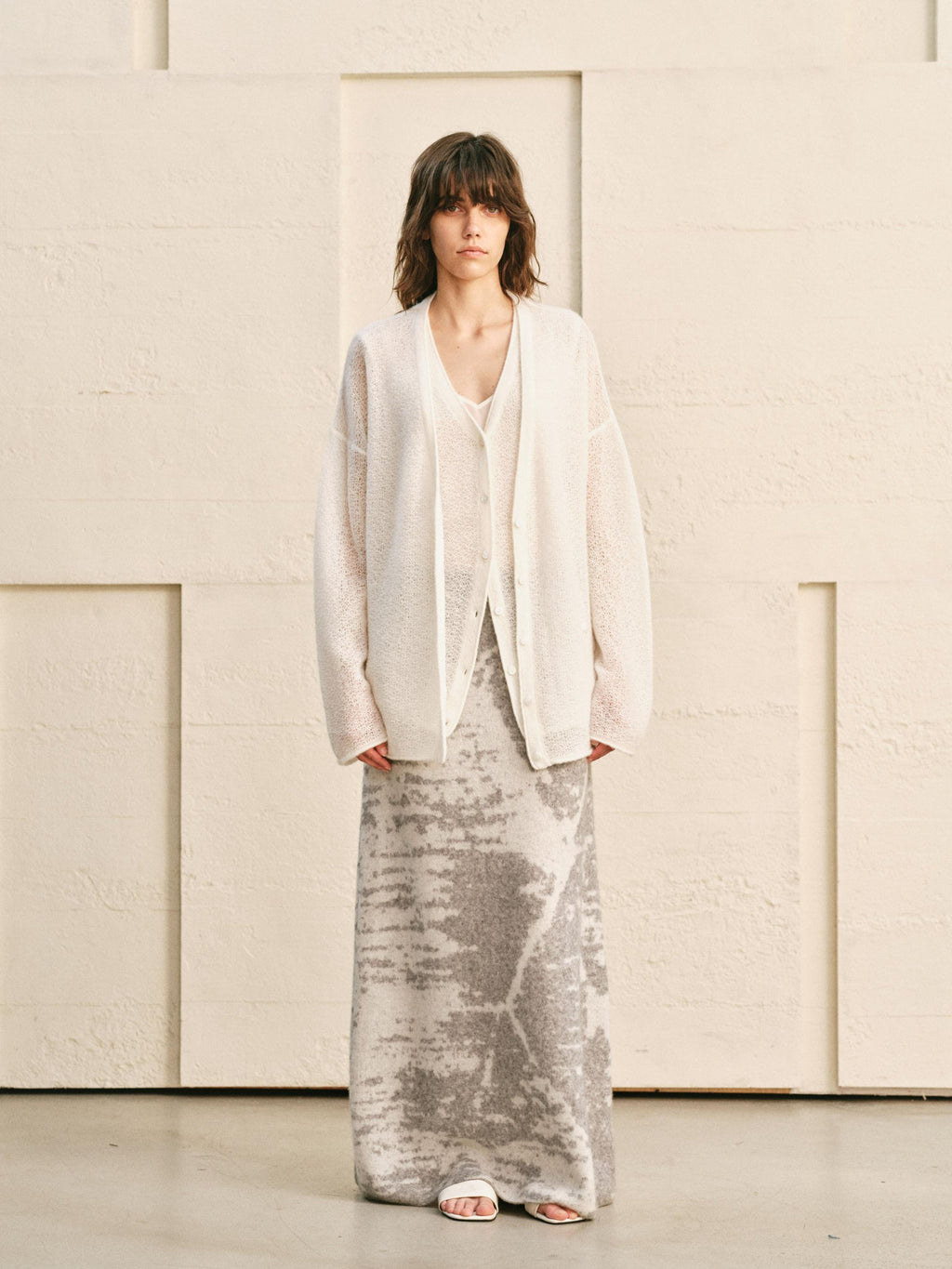 LOOP-KNIT TWO-WAY DRAPE CARDIGAN