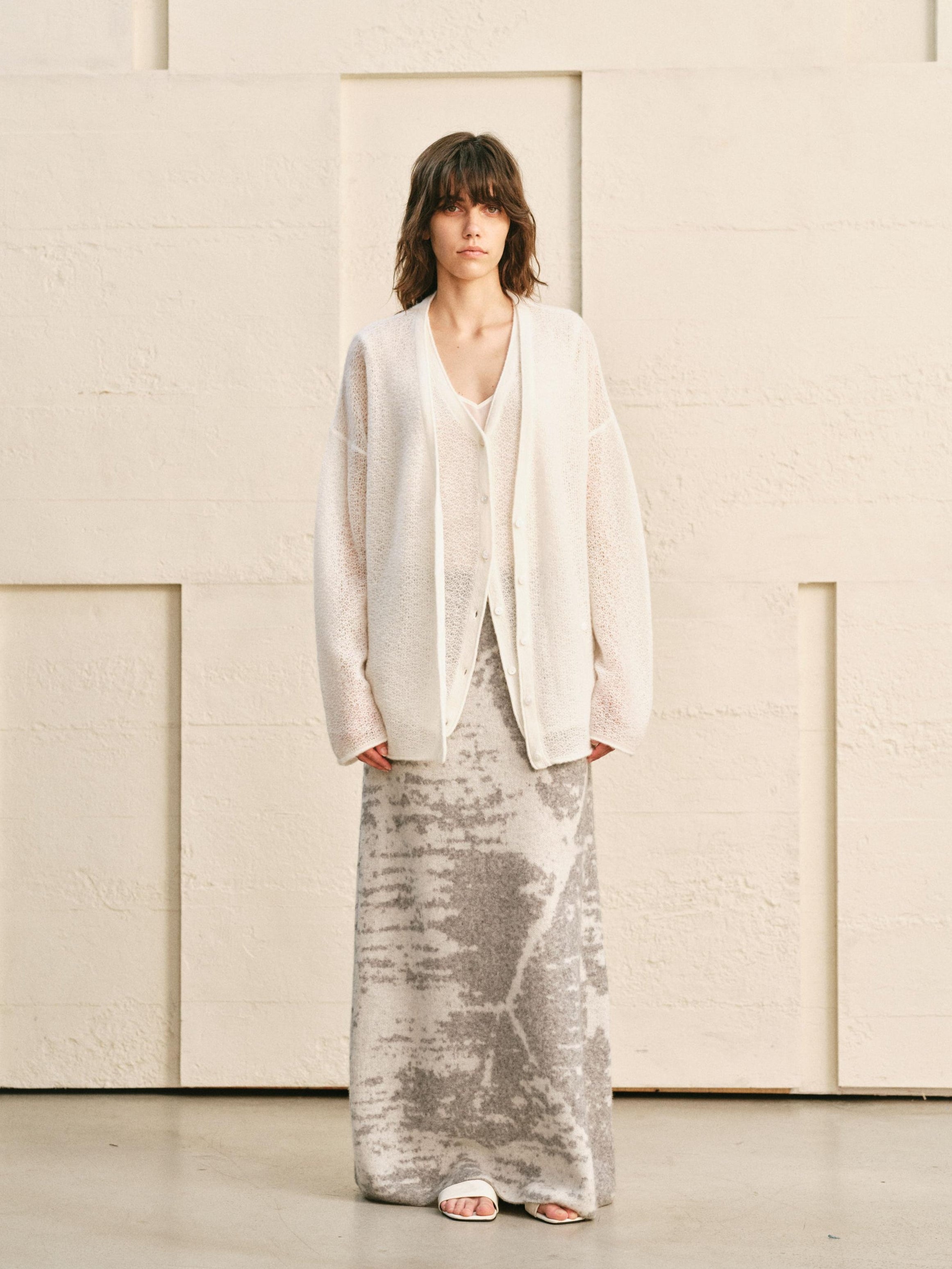 LOOP-KNIT TWO-WAY DRAPE CARDIGAN