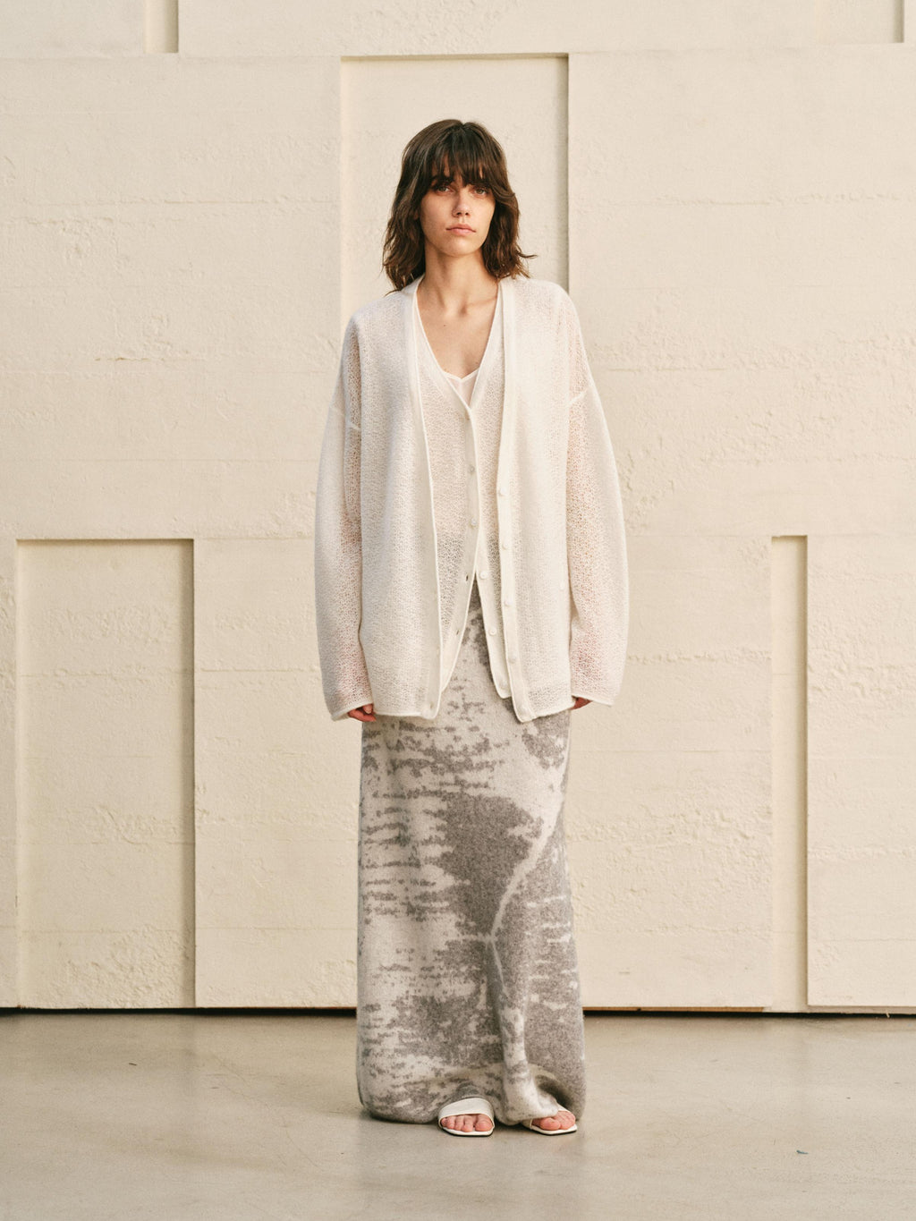 LOOP-KNIT TWO-WAY DRAPE CARDIGAN