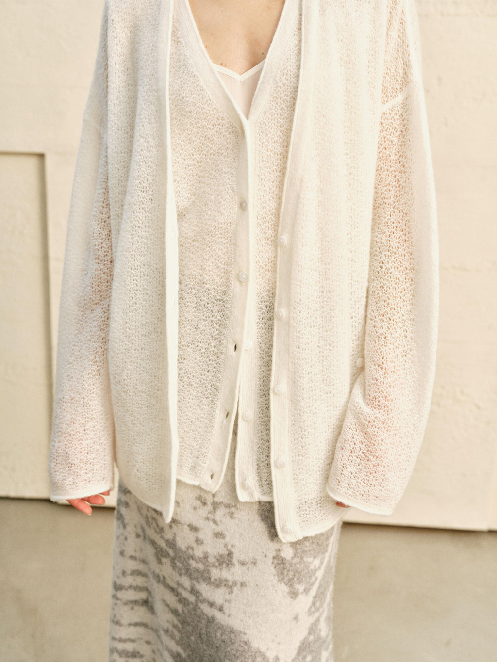 LOOP-KNIT TWO-WAY DRAPE CARDIGAN