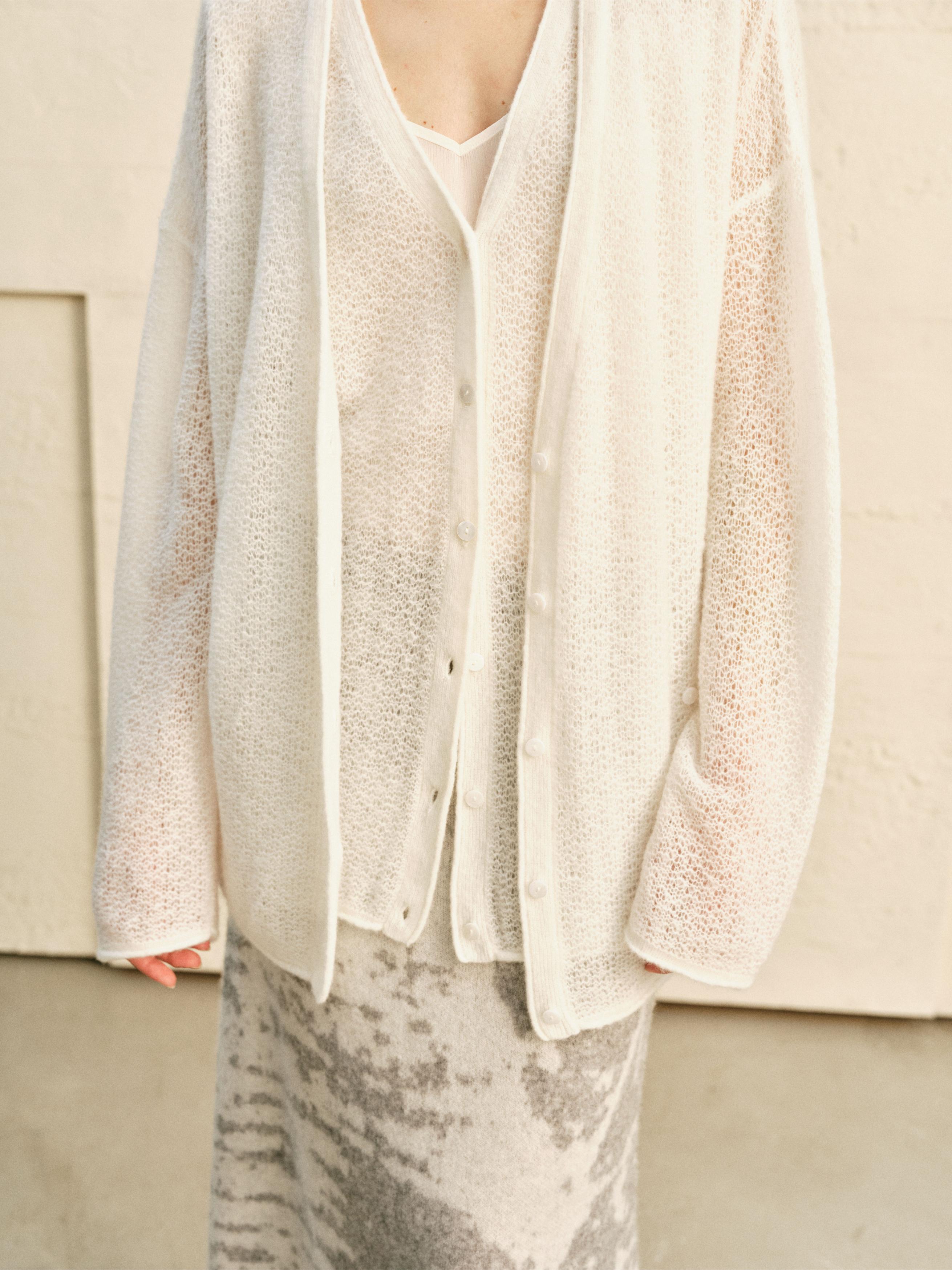 LOOP-KNIT TWO-WAY DRAPE CARDIGAN