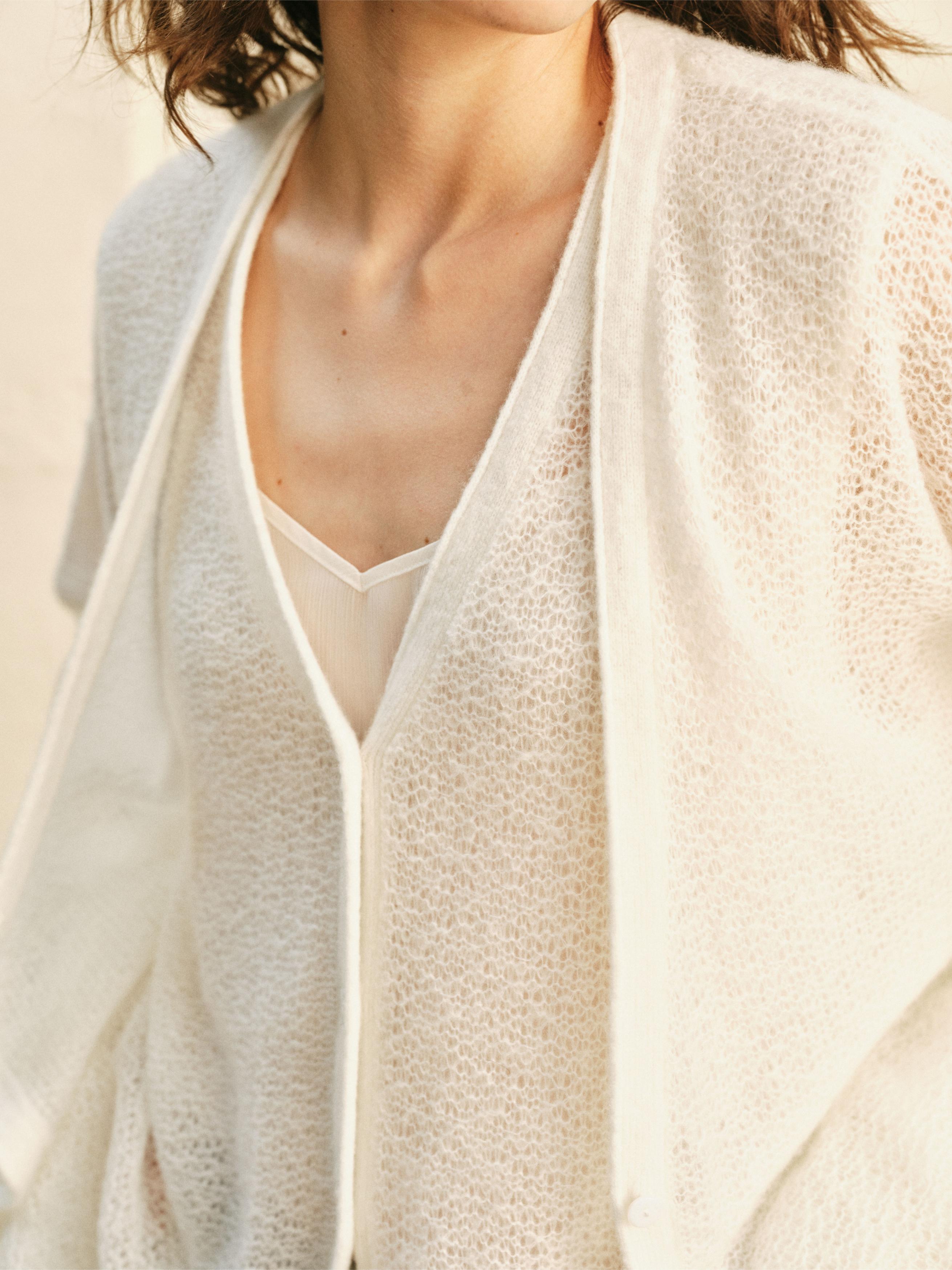 LOOP-KNIT TWO-WAY DRAPE CARDIGAN