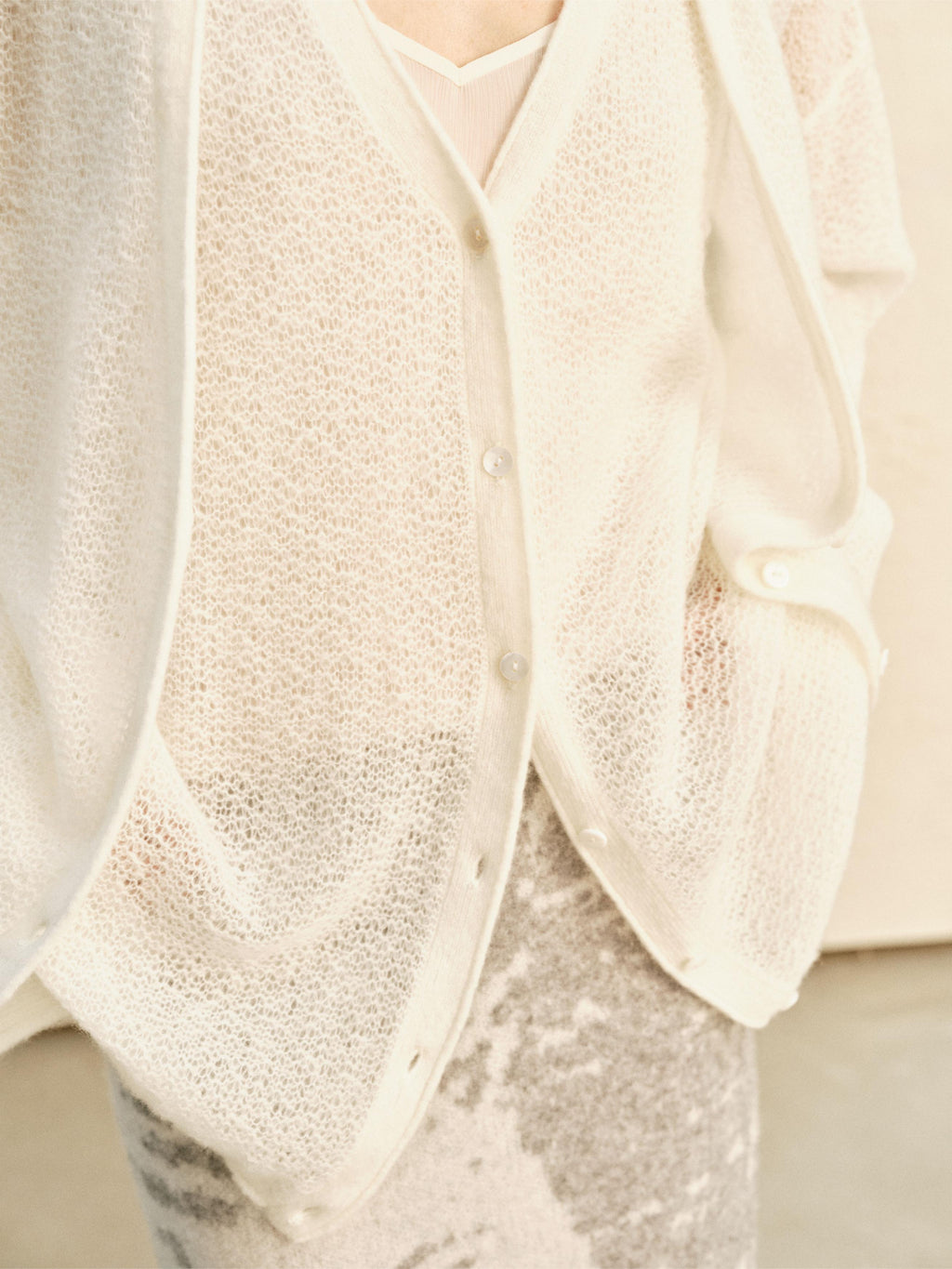 LOOP-KNIT TWO-WAY DRAPE CARDIGAN