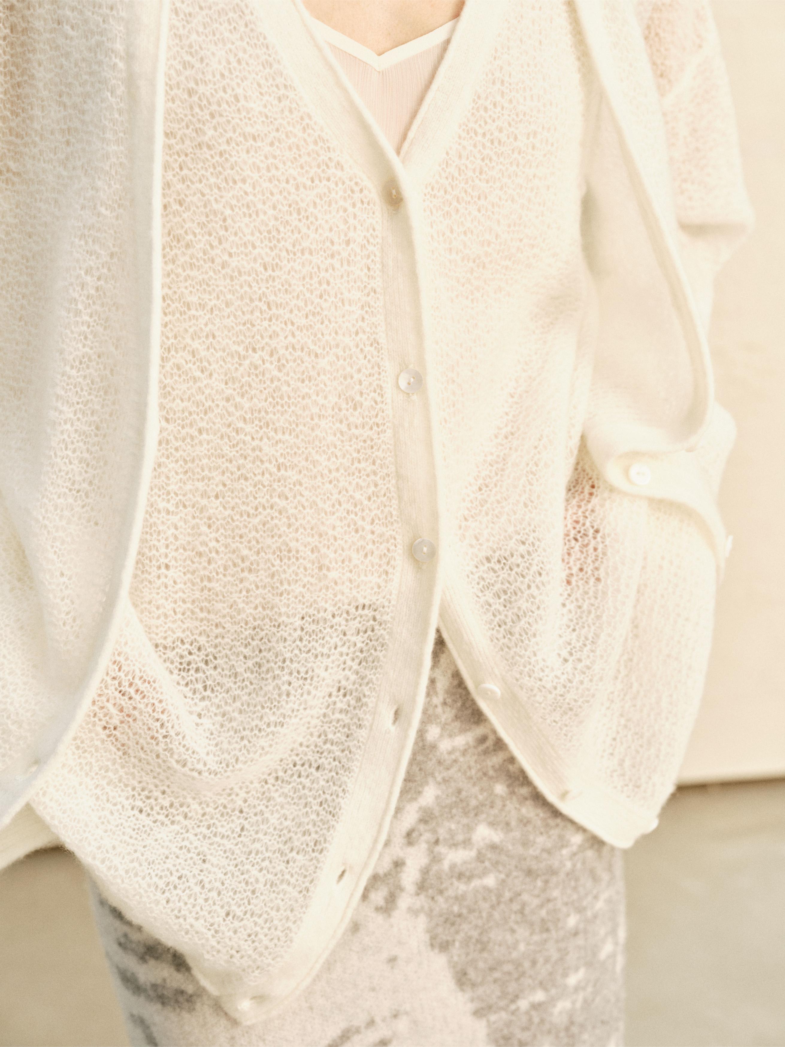 LOOP-KNIT TWO-WAY DRAPE CARDIGAN