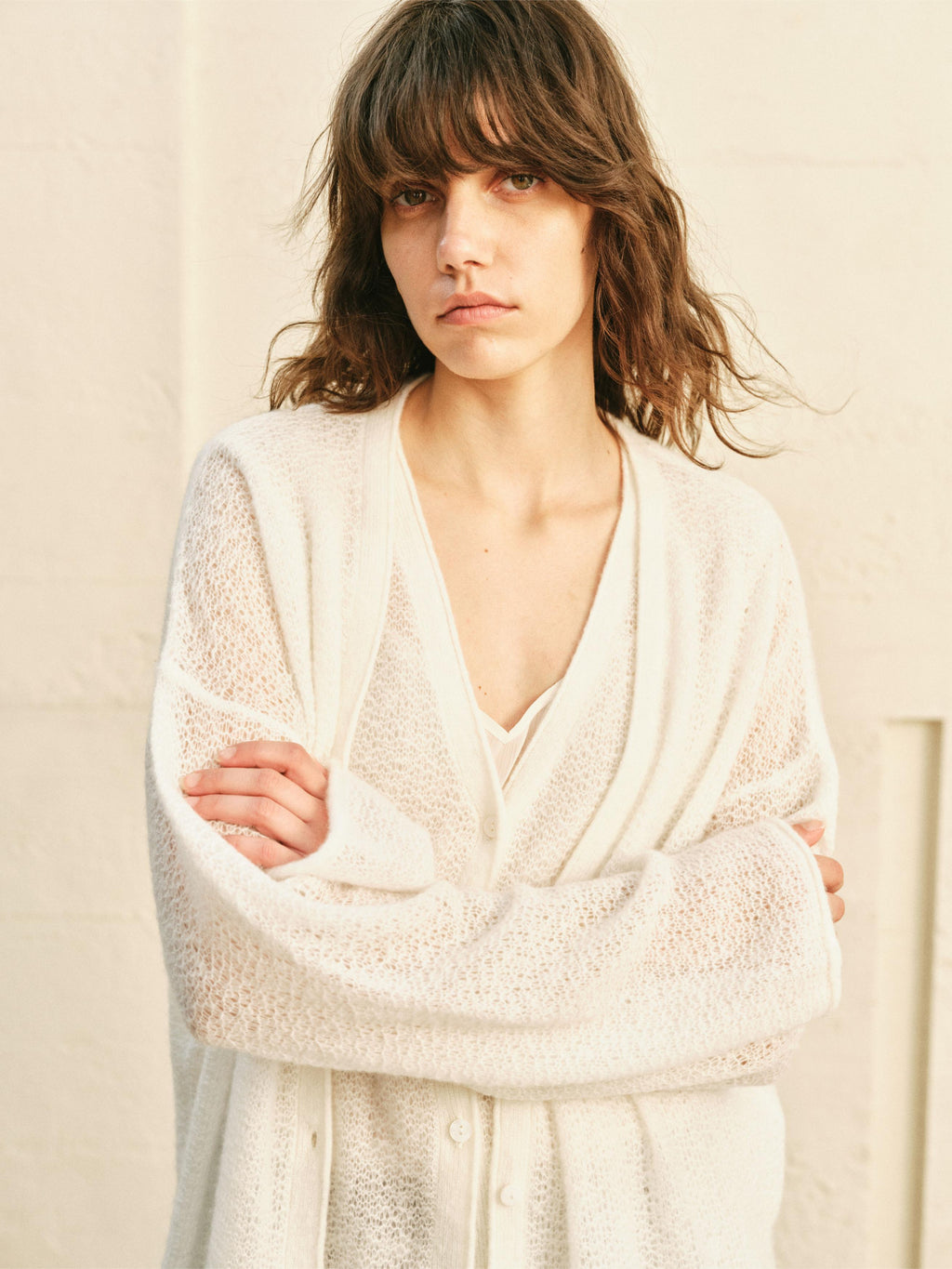 LOOP-KNIT TWO-WAY DRAPE CARDIGAN