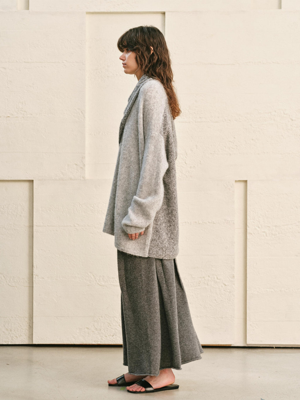 ARCTIC HEATHER SPLIT COLOR MELANGE KNIT WRAP TOP