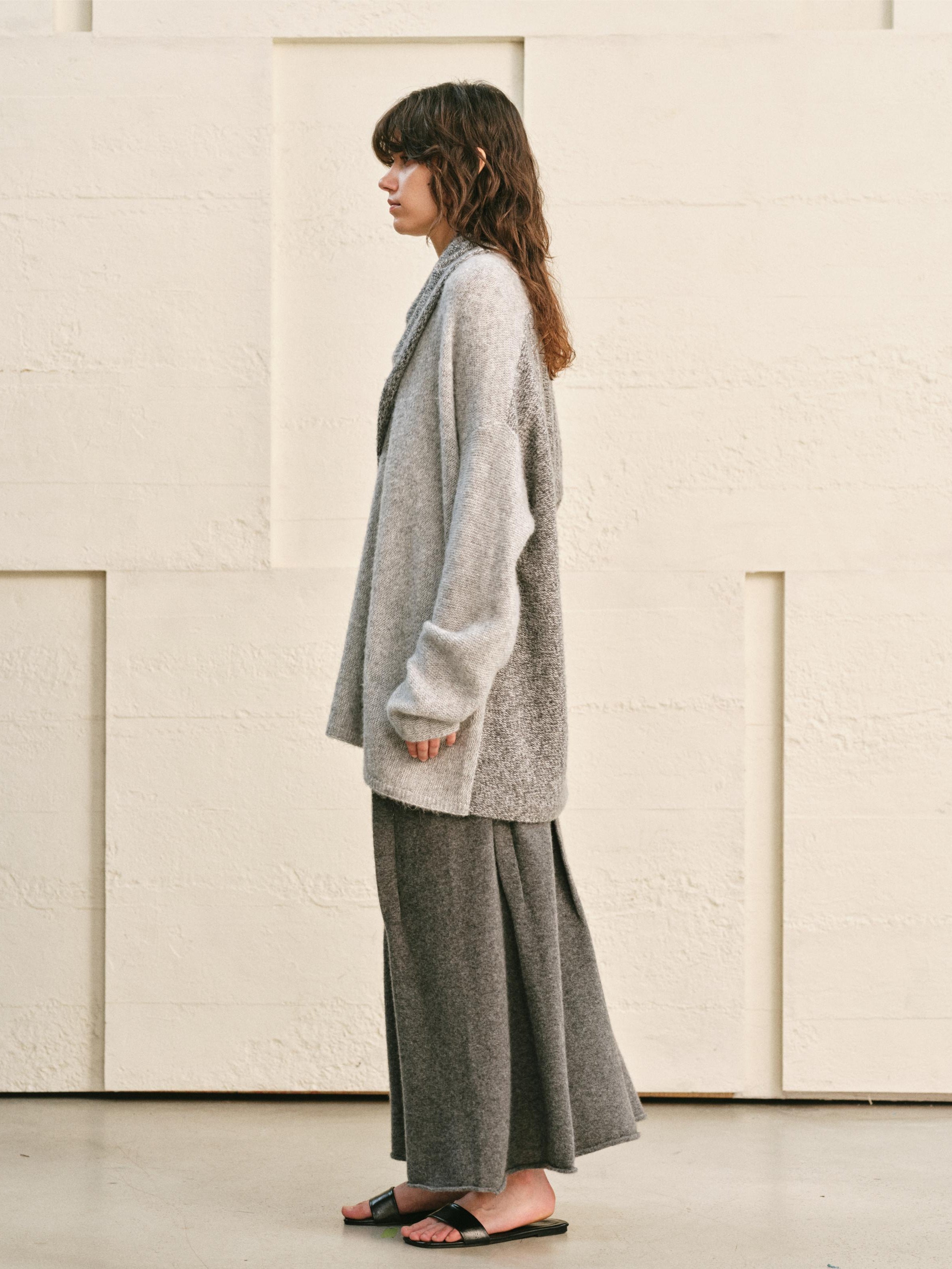 ARCTIC HEATHER SPLIT COLOR MELANGE KNIT WRAP TOP