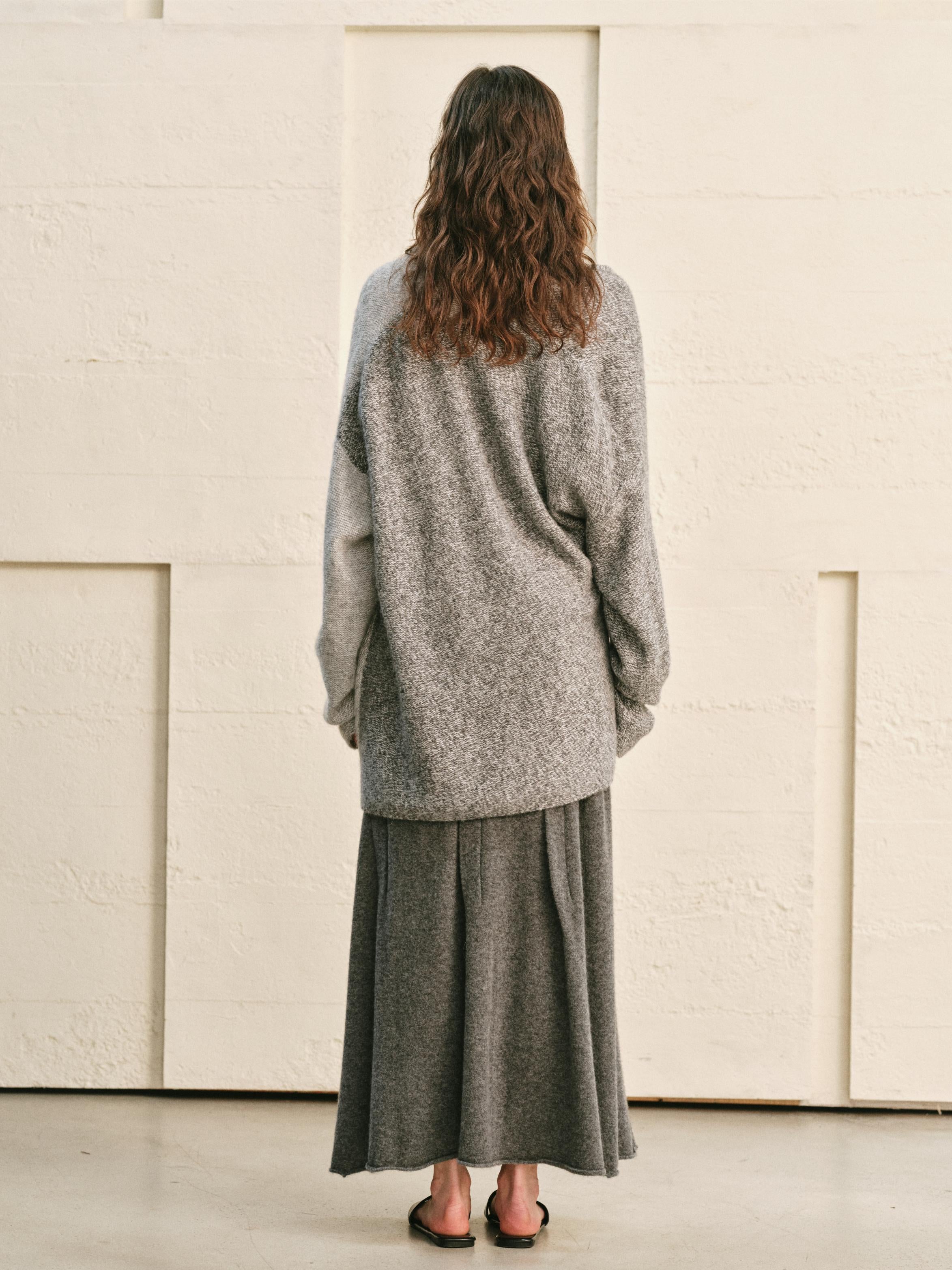 ARCTIC HEATHER SPLIT COLOR MELANGE KNIT WRAP TOP