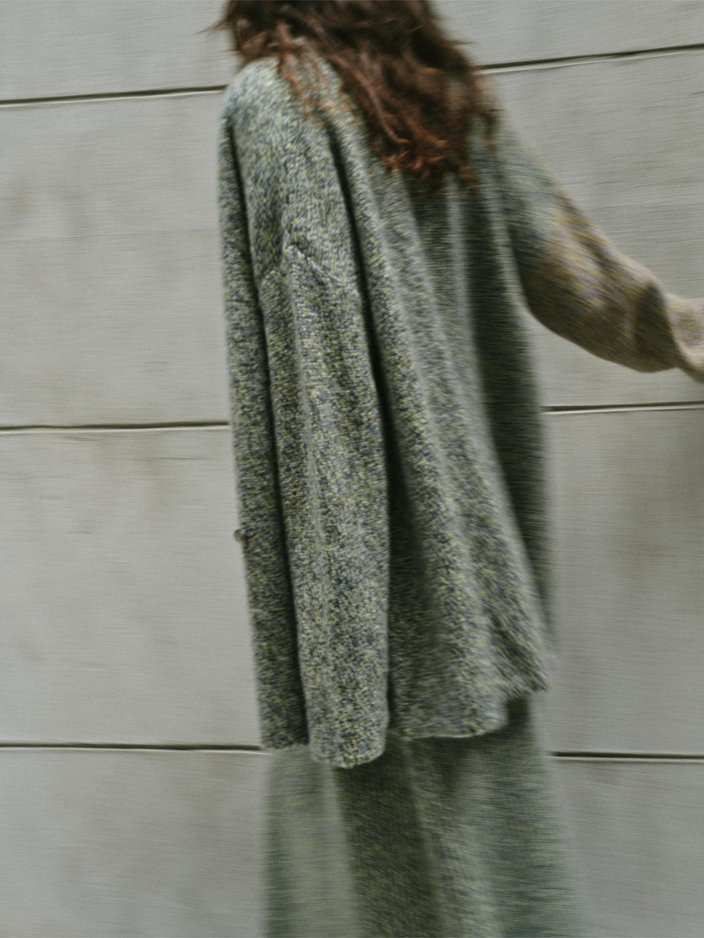 TURQUOISE× AMETHYST MELANGE SPLIT-COLOR KNIT COATIGAN