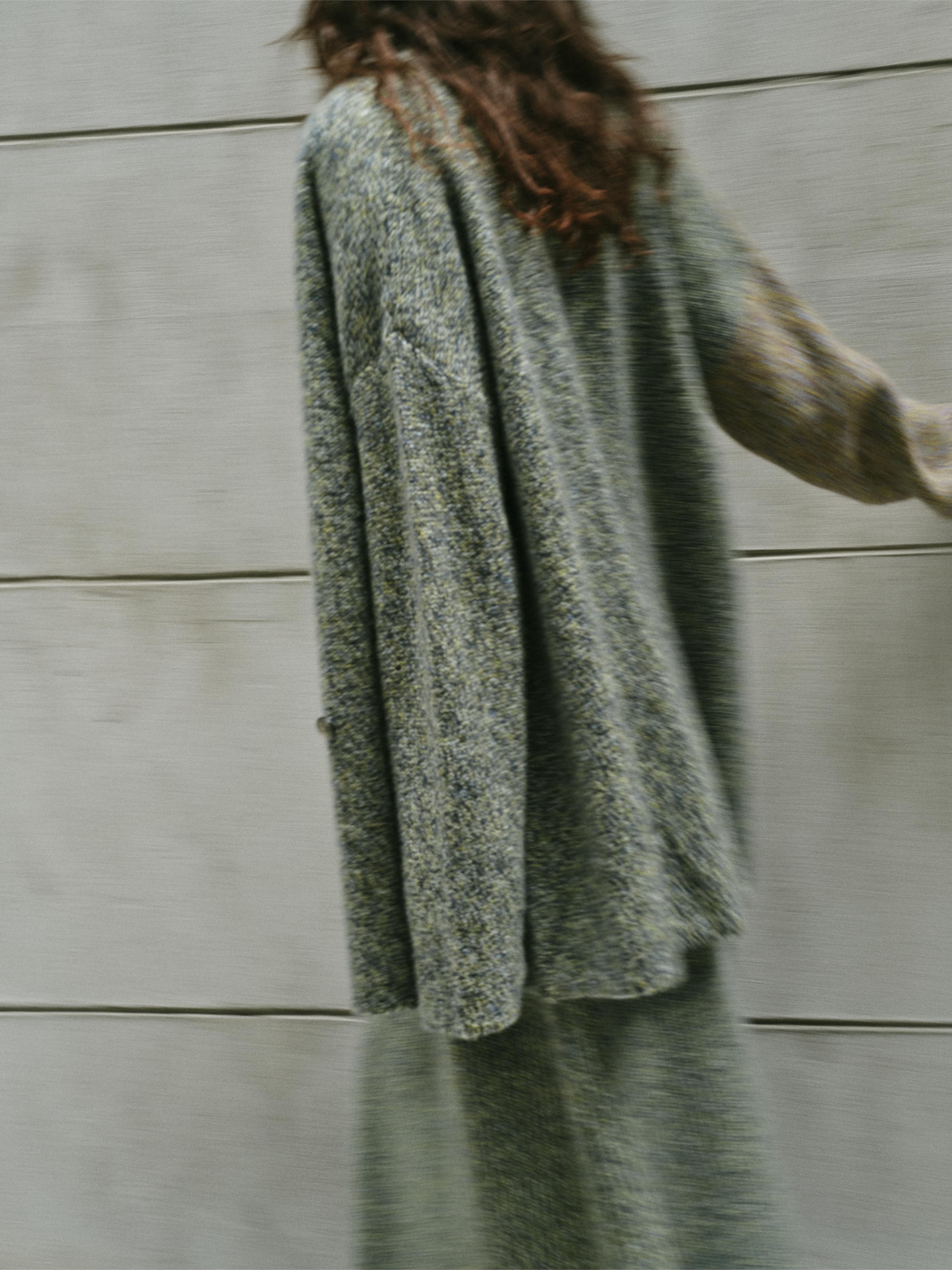 TURQUOISE× AMETHYST MELANGE SPLIT-COLOR KNIT COATIGAN