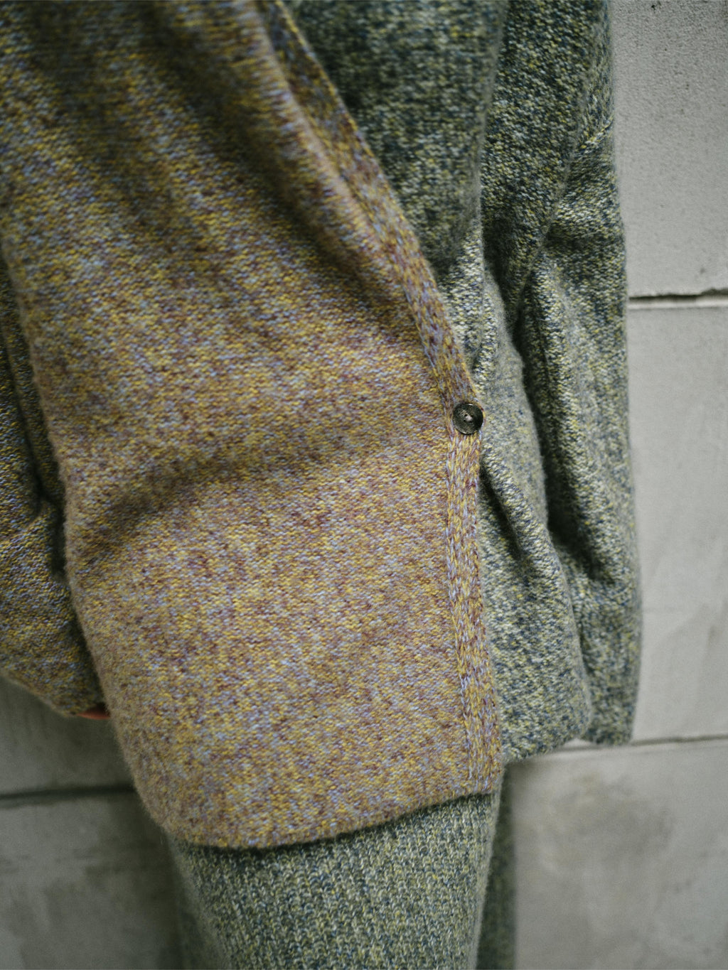 TURQUOISE× AMETHYST MELANGE SPLIT-COLOR KNIT COATIGAN