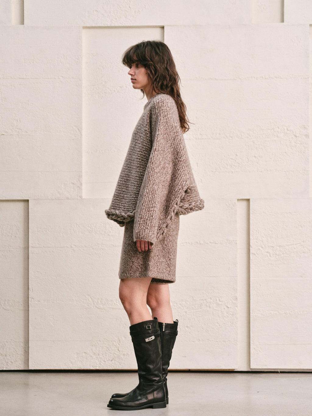 CABLE RIM CAPE TOP | HEATHER MOCHA