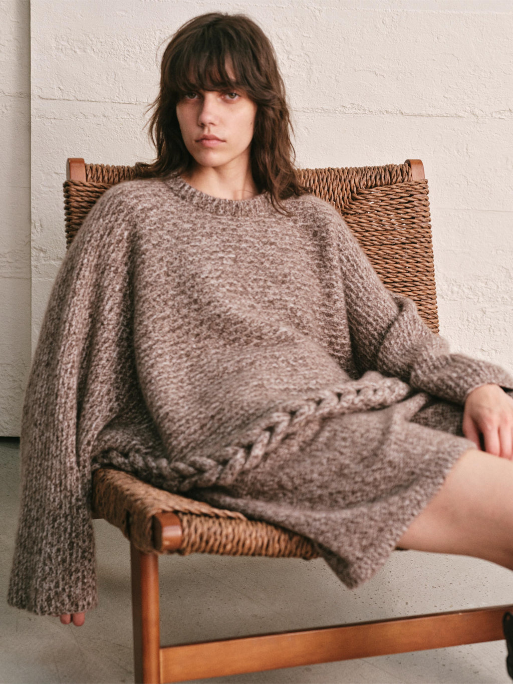 CABLE RIM CAPE TOP | HEATHER MOCHA