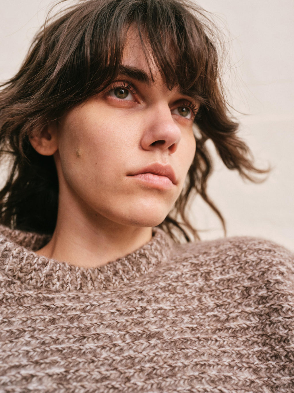 CABLE RIM CAPE TOP | HEATHER MOCHA