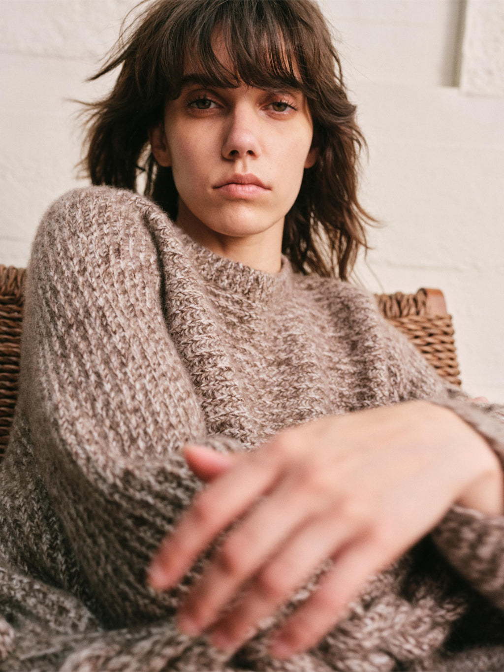 CABLE RIM CAPE TOP | HEATHER MOCHA