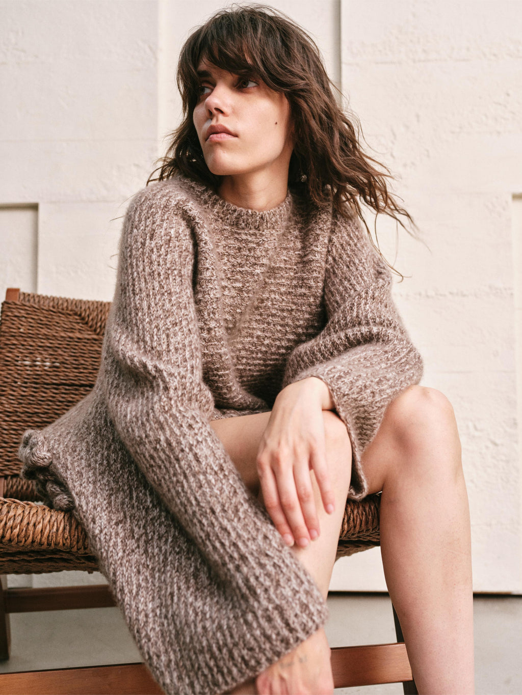 CABLE RIM CAPE TOP | HEATHER MOCHA