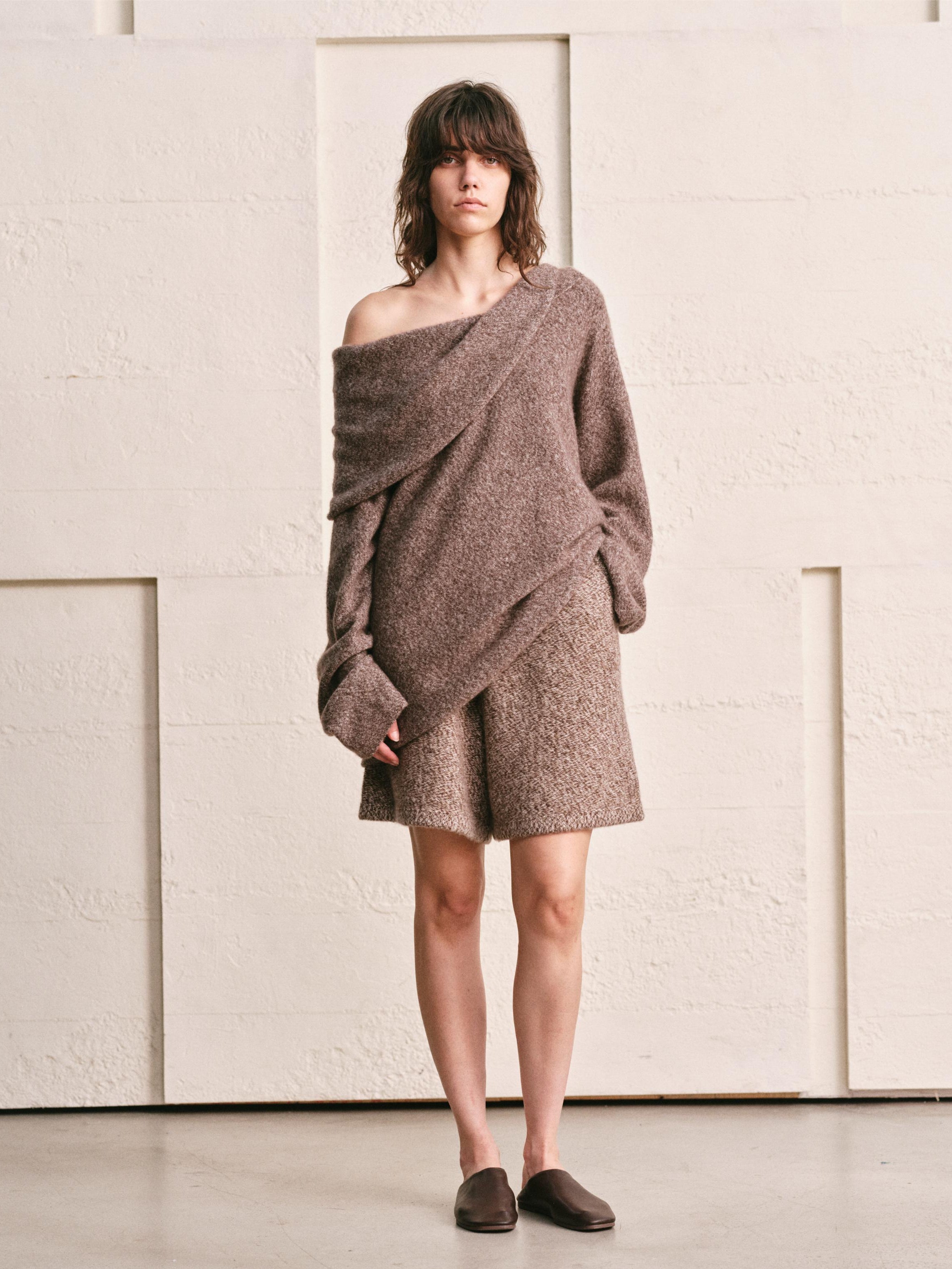 OVERSIZED LAPEL TOP | HEATHER MOCHA