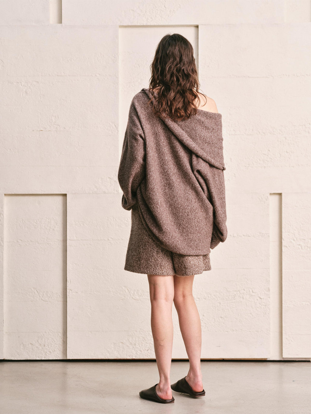 OVERSIZED LAPEL TOP | HEATHER MOCHA