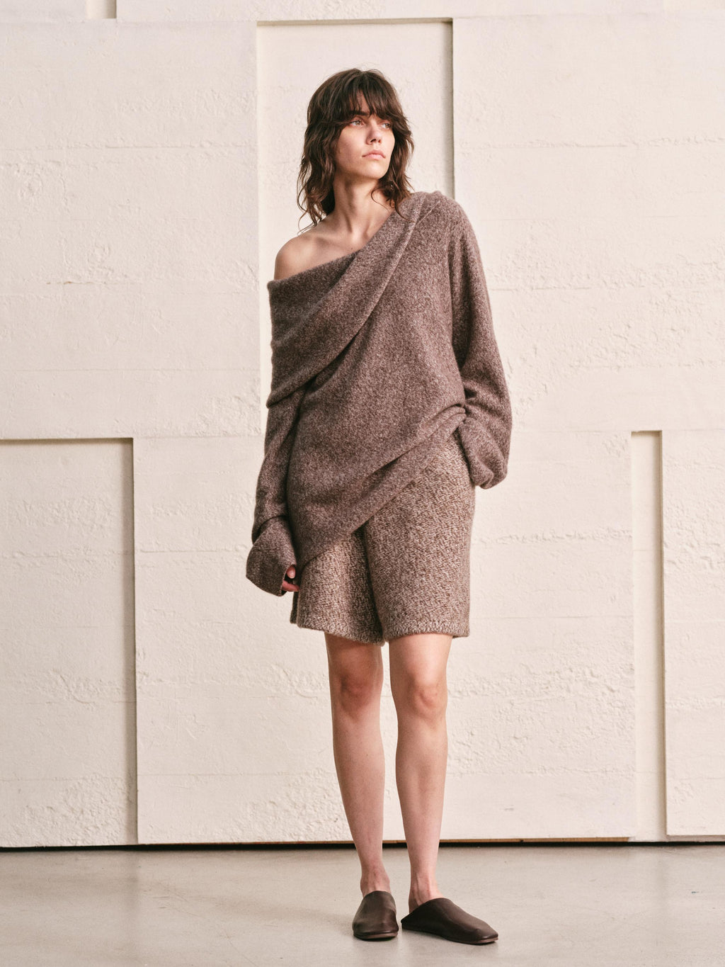 OVERSIZED LAPEL TOP | HEATHER MOCHA