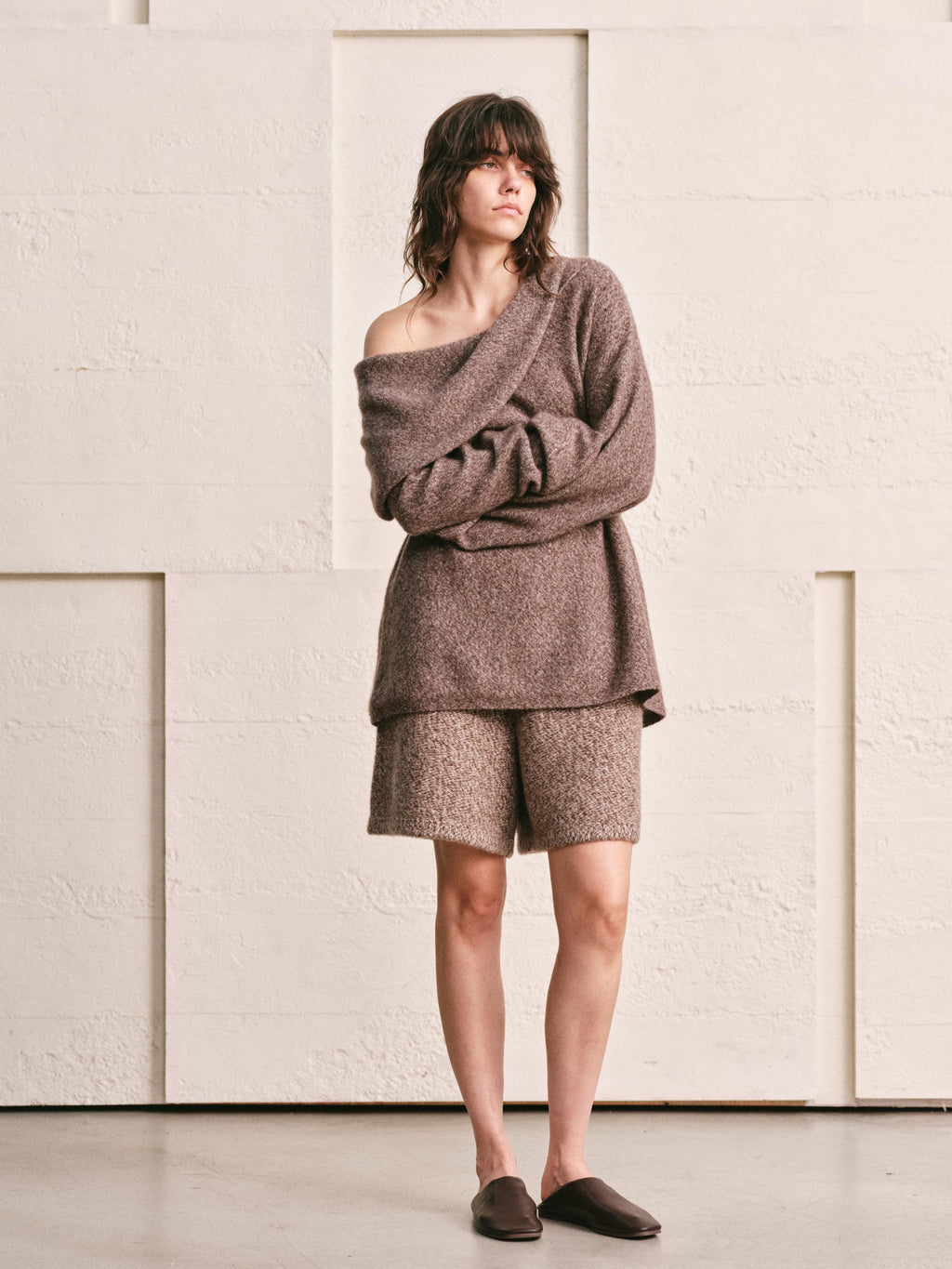 OVERSIZED LAPEL TOP | HEATHER MOCHA