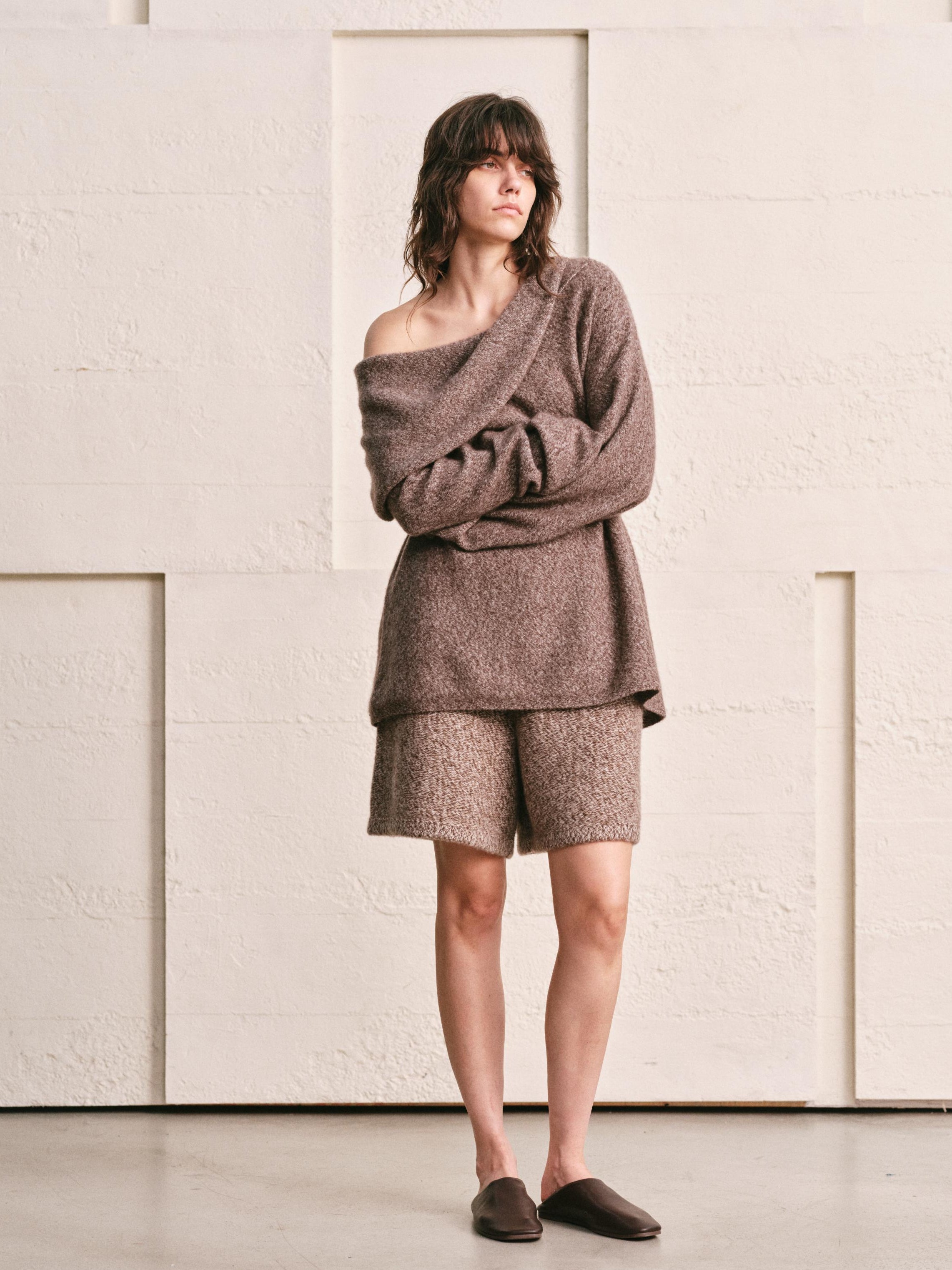 OVERSIZED LAPEL TOP | HEATHER MOCHA