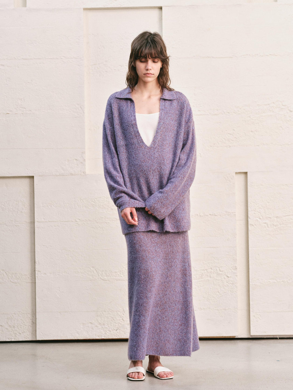 SMOKY AMETHYST KNIT TWO PIECE SET - MAXI SKIRT