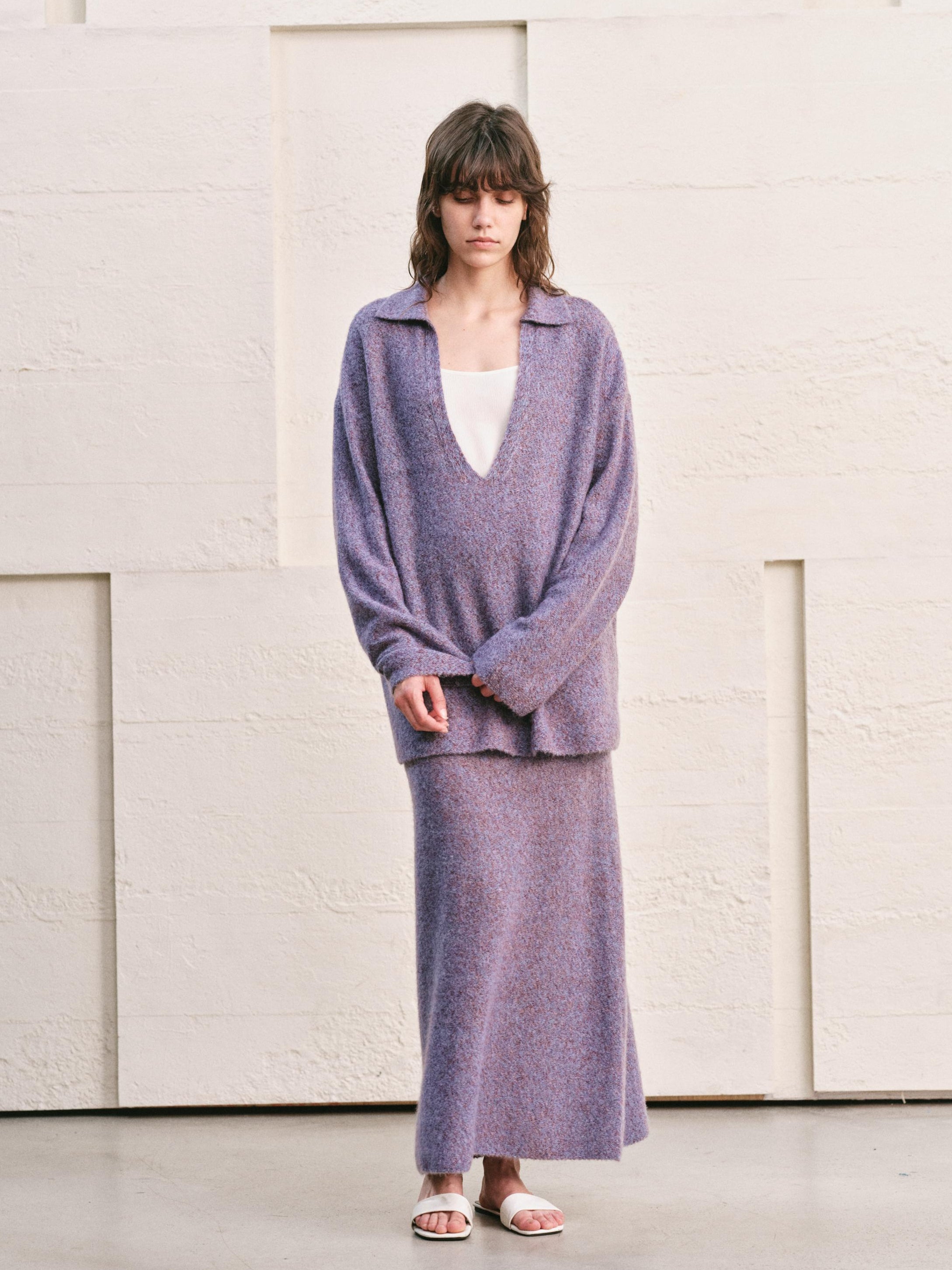 SMOKY AMETHYST KNIT TWO PIECE SET - MAXI SKIRT