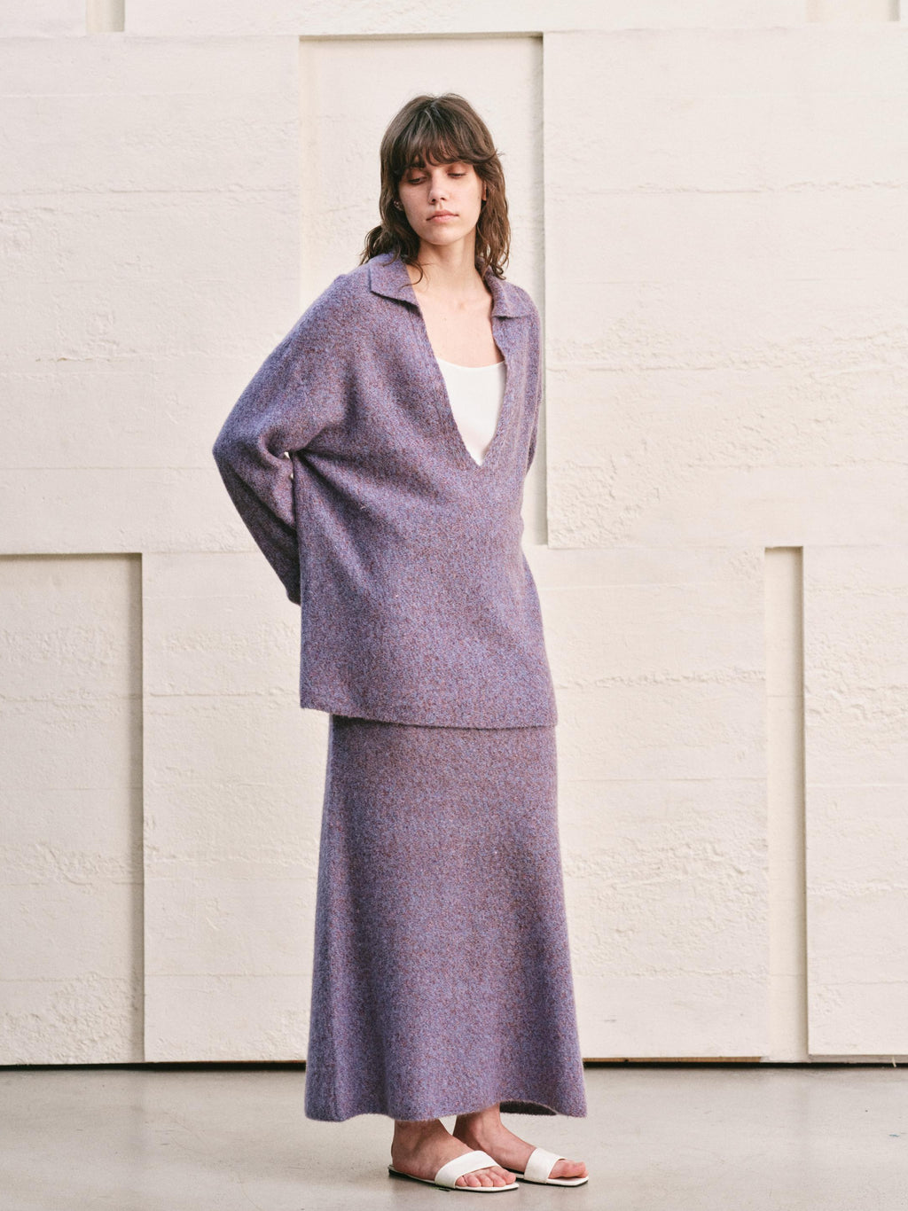 SMOKY AMETHYST KNIT TWO PIECE SET - MAXI SKIRT