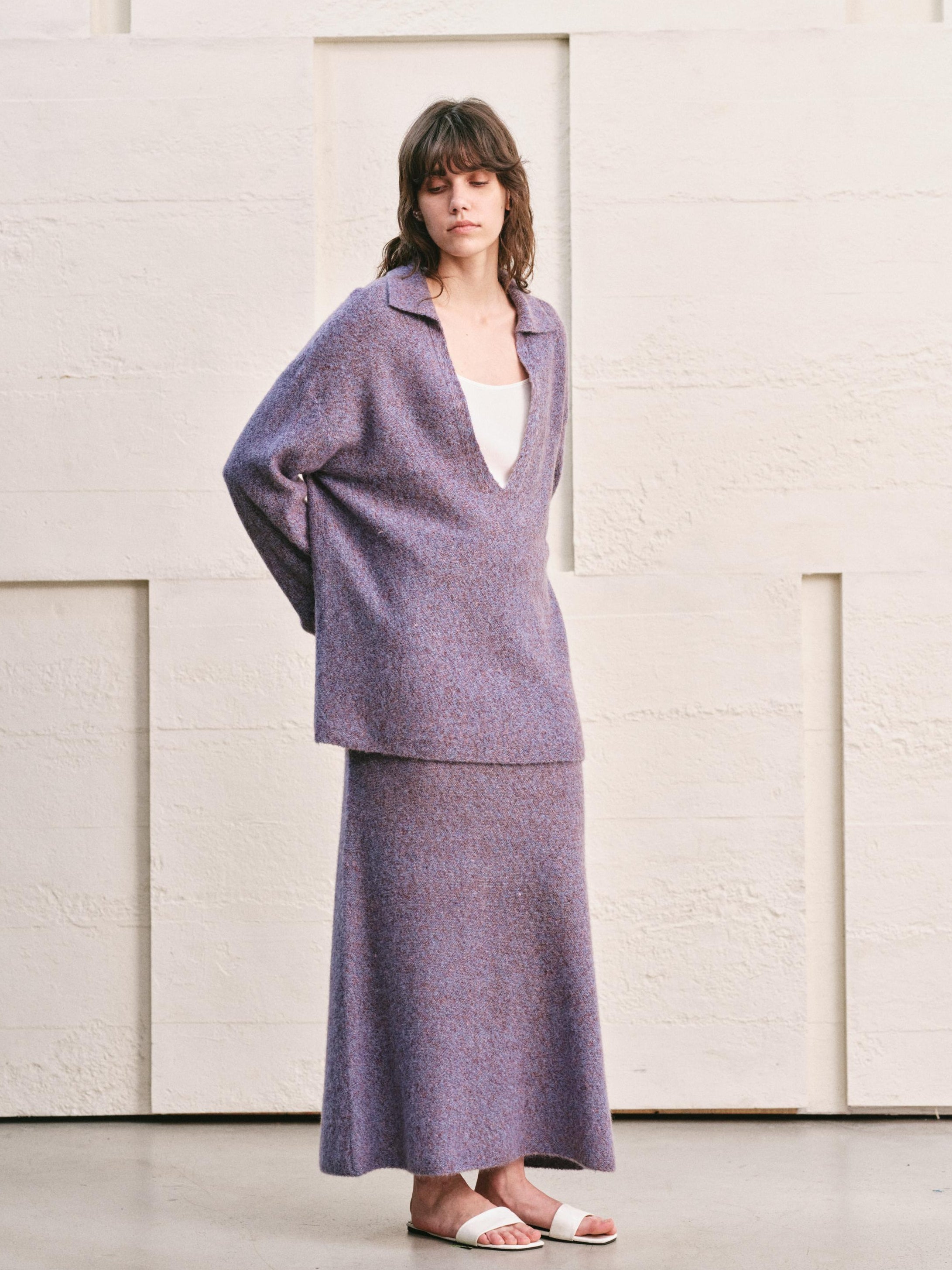 SMOKY AMETHYST KNIT TWO PIECE SET - MAXI SKIRT