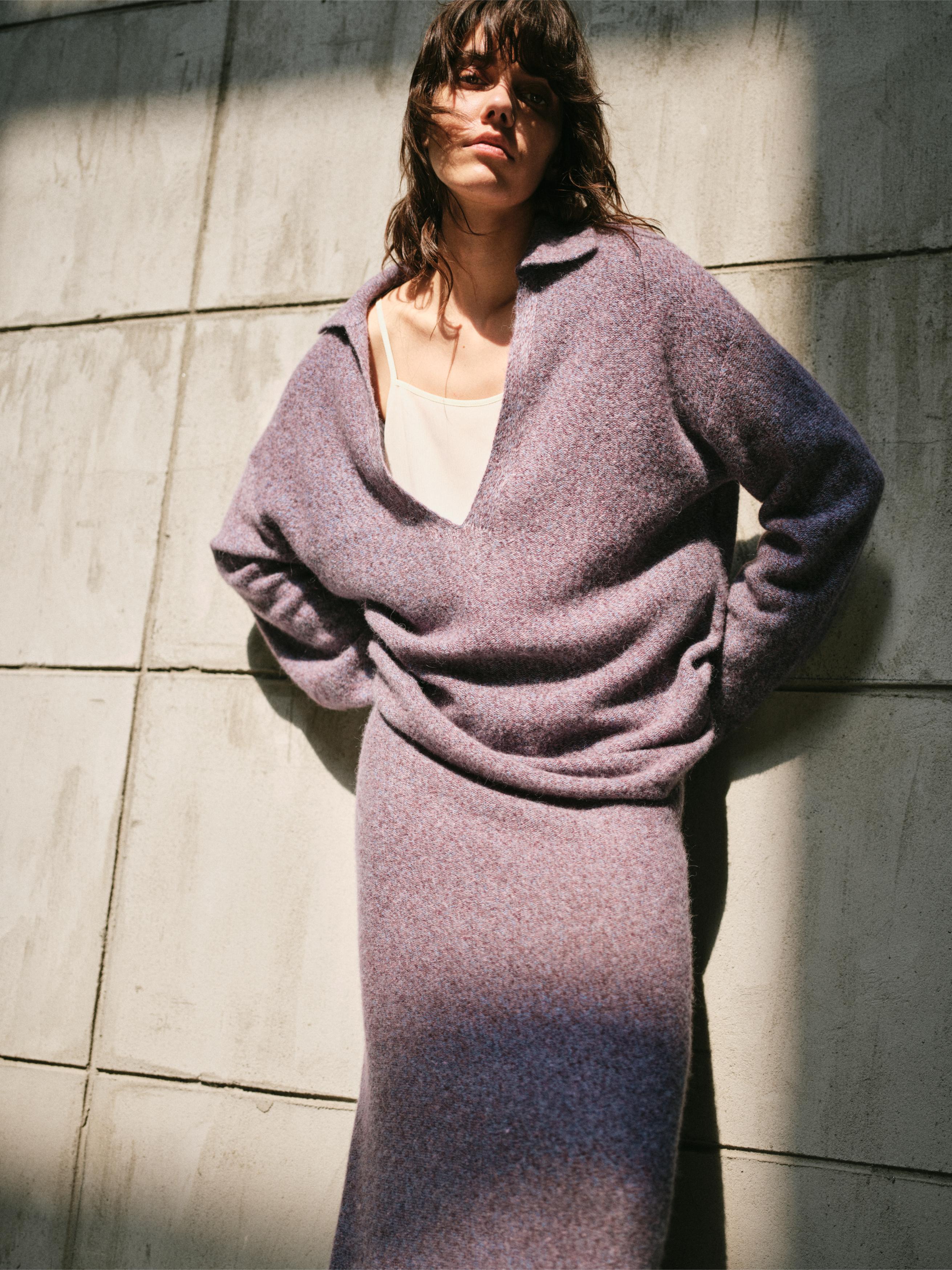 SMOKY AMETHYST KNIT TWO PIECE SET - MAXI SKIRT