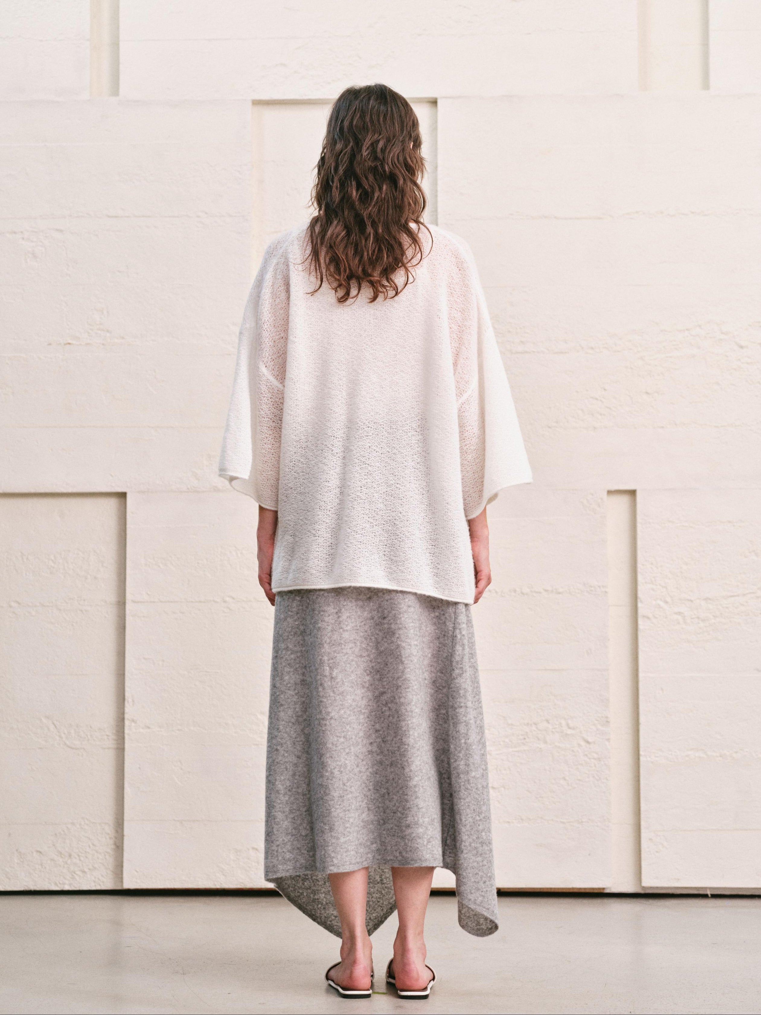 LOOP KNIT DRAPE COWL NECK TOP