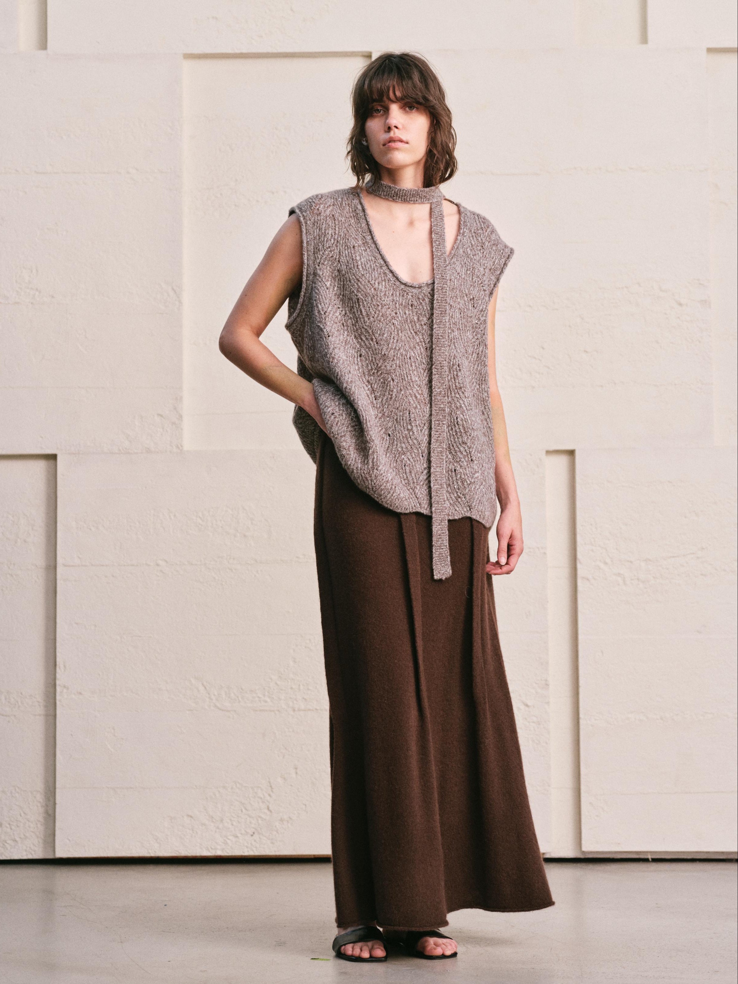 MARLED MOCHA BROWN VEST|HOLIDAY CAPSULE EDIT