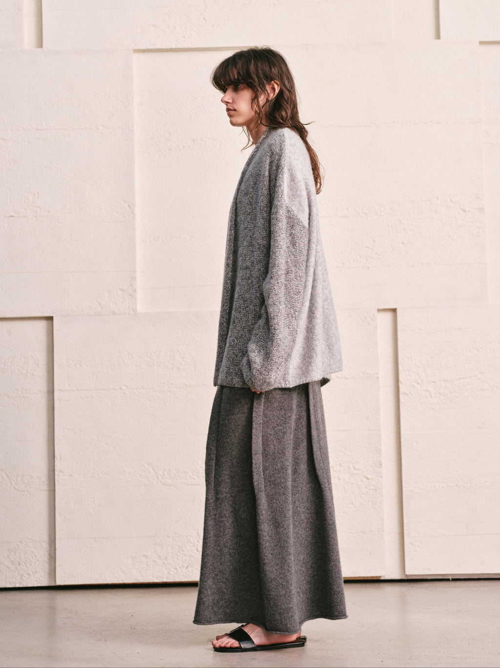 ARCTIC HEATHER SPLIT COLOR MELANGE KNIT CARDIGAN