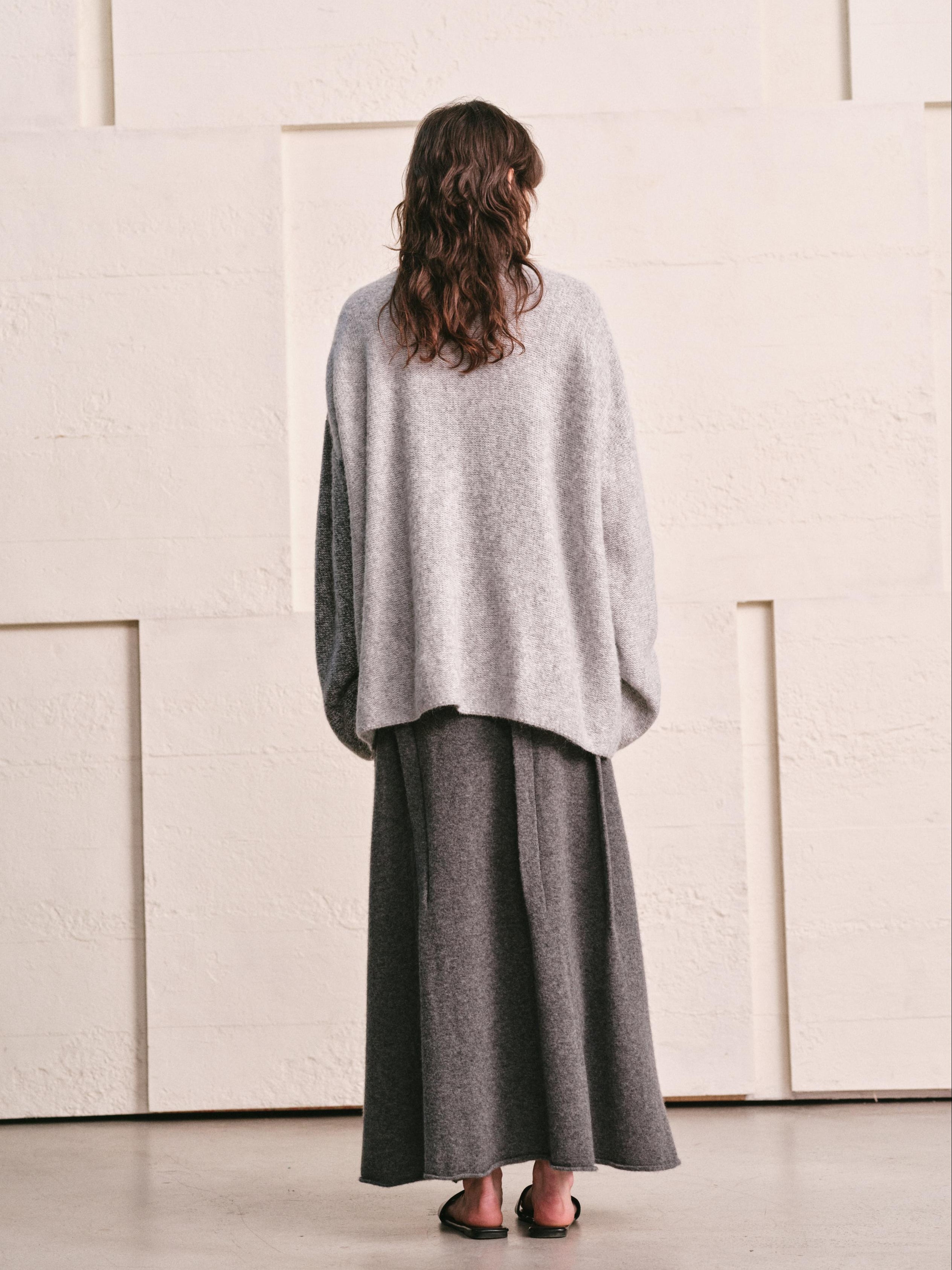 ARCTIC HEATHER SPLIT COLOR MELANGE KNIT CARDIGAN