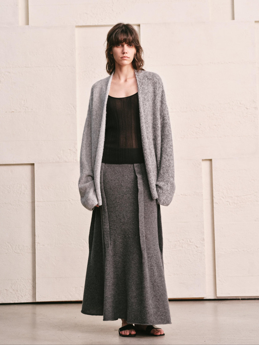 ARCTIC HEATHER SPLIT COLOR MELANGE KNIT CARDIGAN