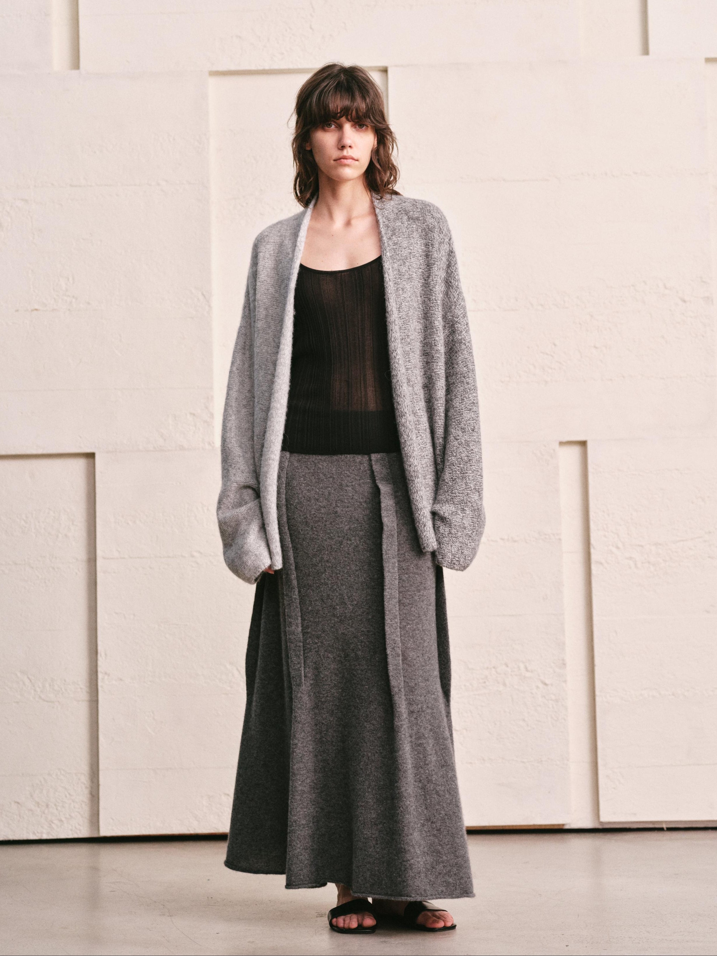 ARCTIC HEATHER SPLIT COLOR MELANGE KNIT CARDIGAN