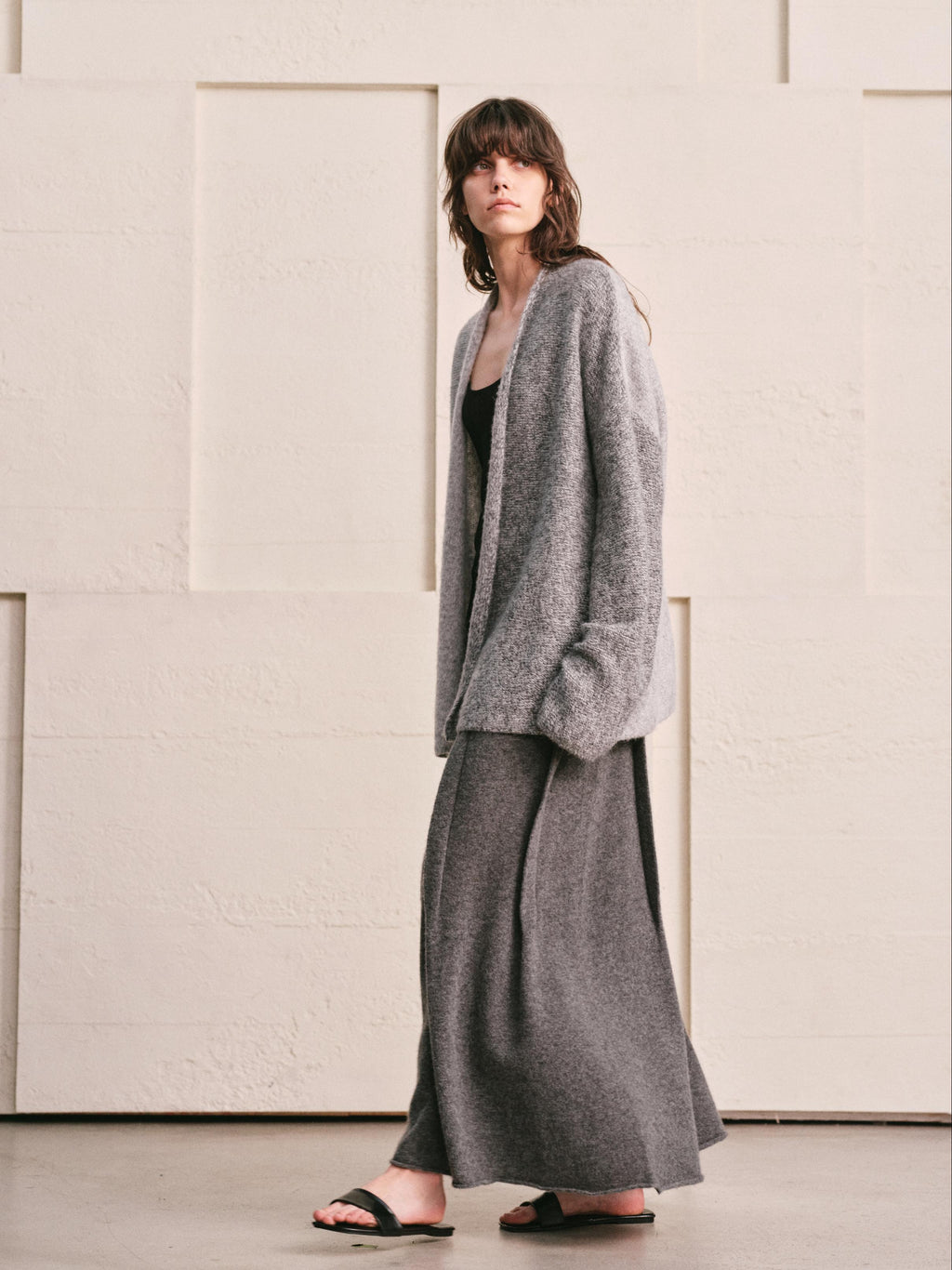 ARCTIC HEATHER SPLIT COLOR MELANGE KNIT CARDIGAN