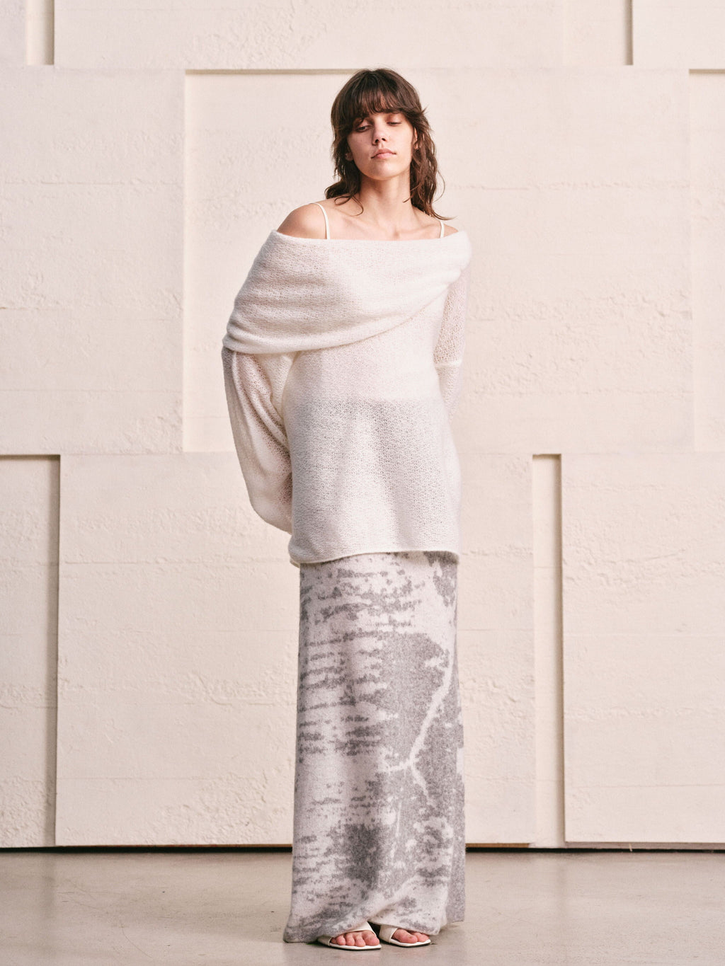 LOOP KNIT OVERSIZED LAPEL TOP