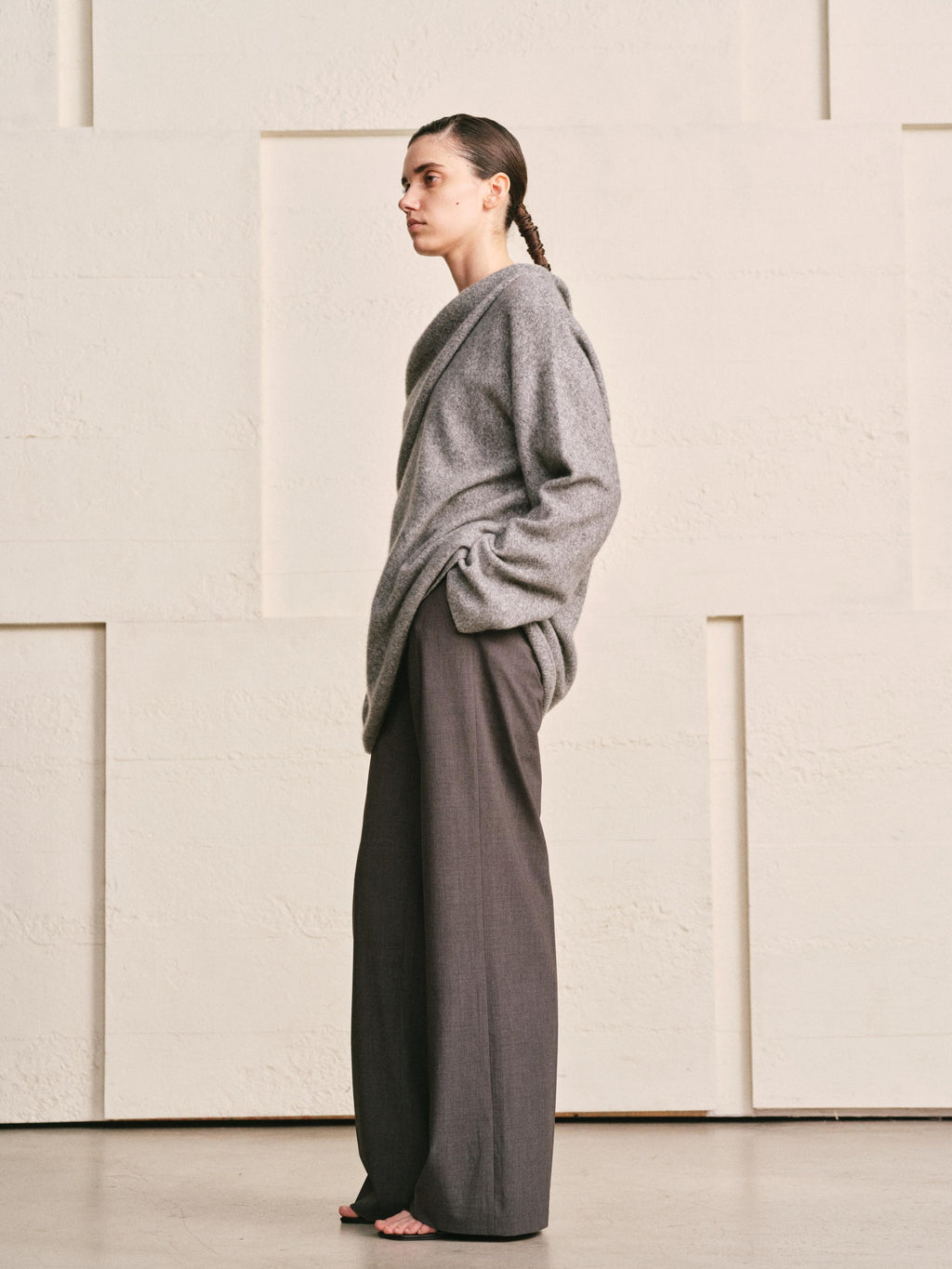 OVERSIZED LAPEL TOP | HEATHER GREY