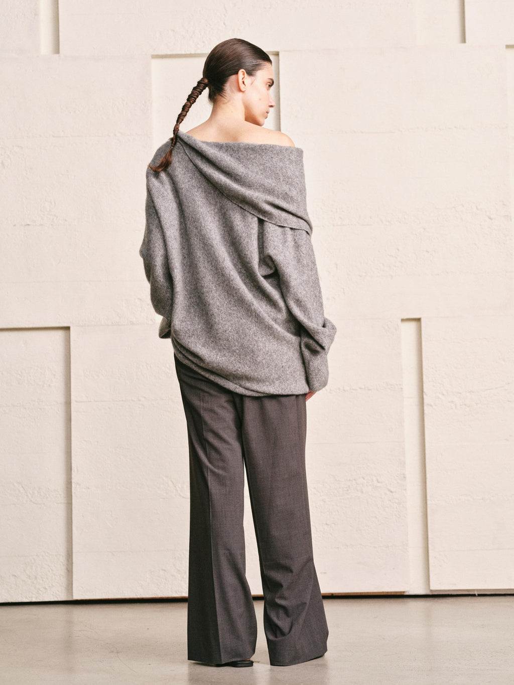 OVERSIZED LAPEL TOP | HEATHER GREY